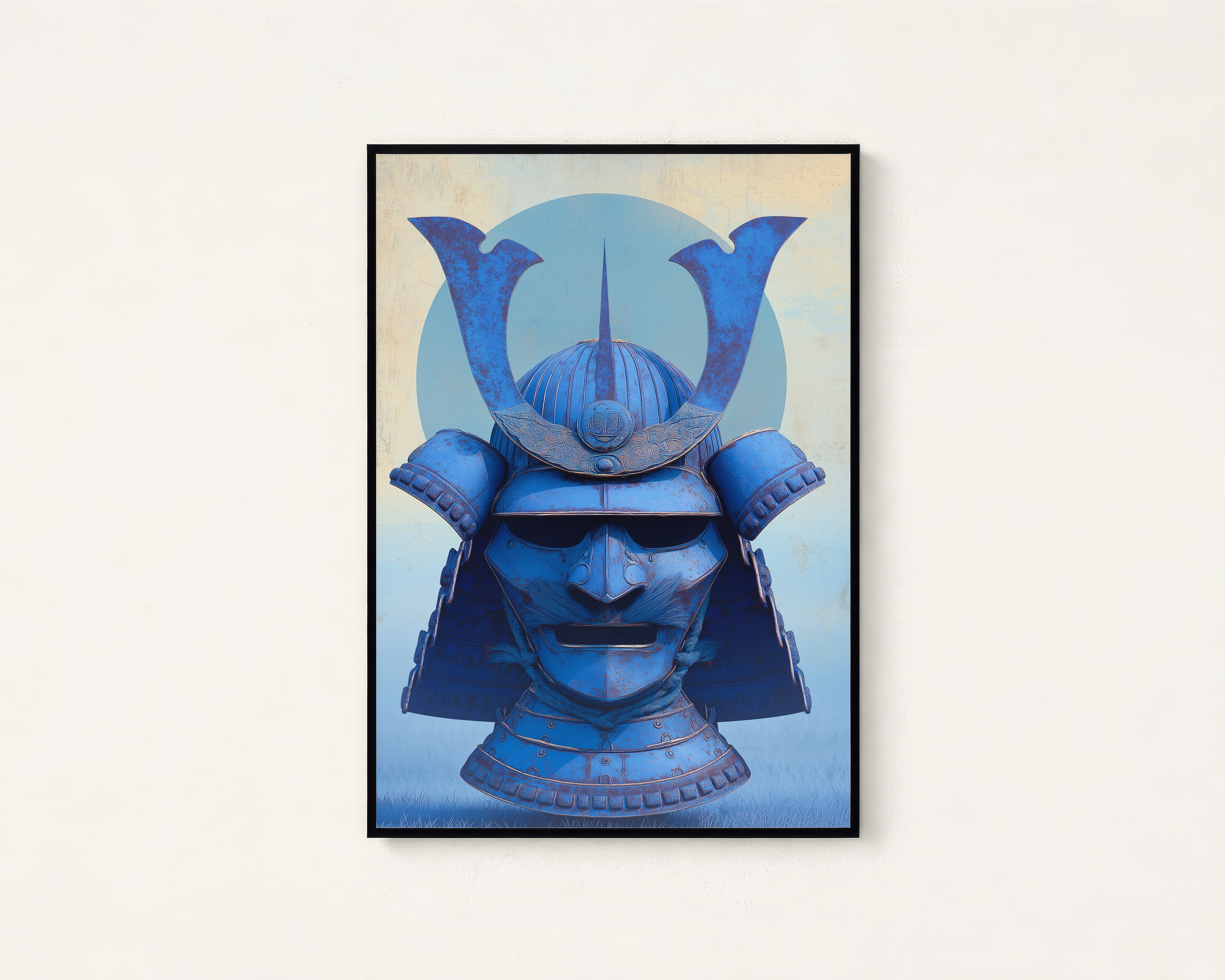 Blue Samurai Kabuto Helmet Art Print