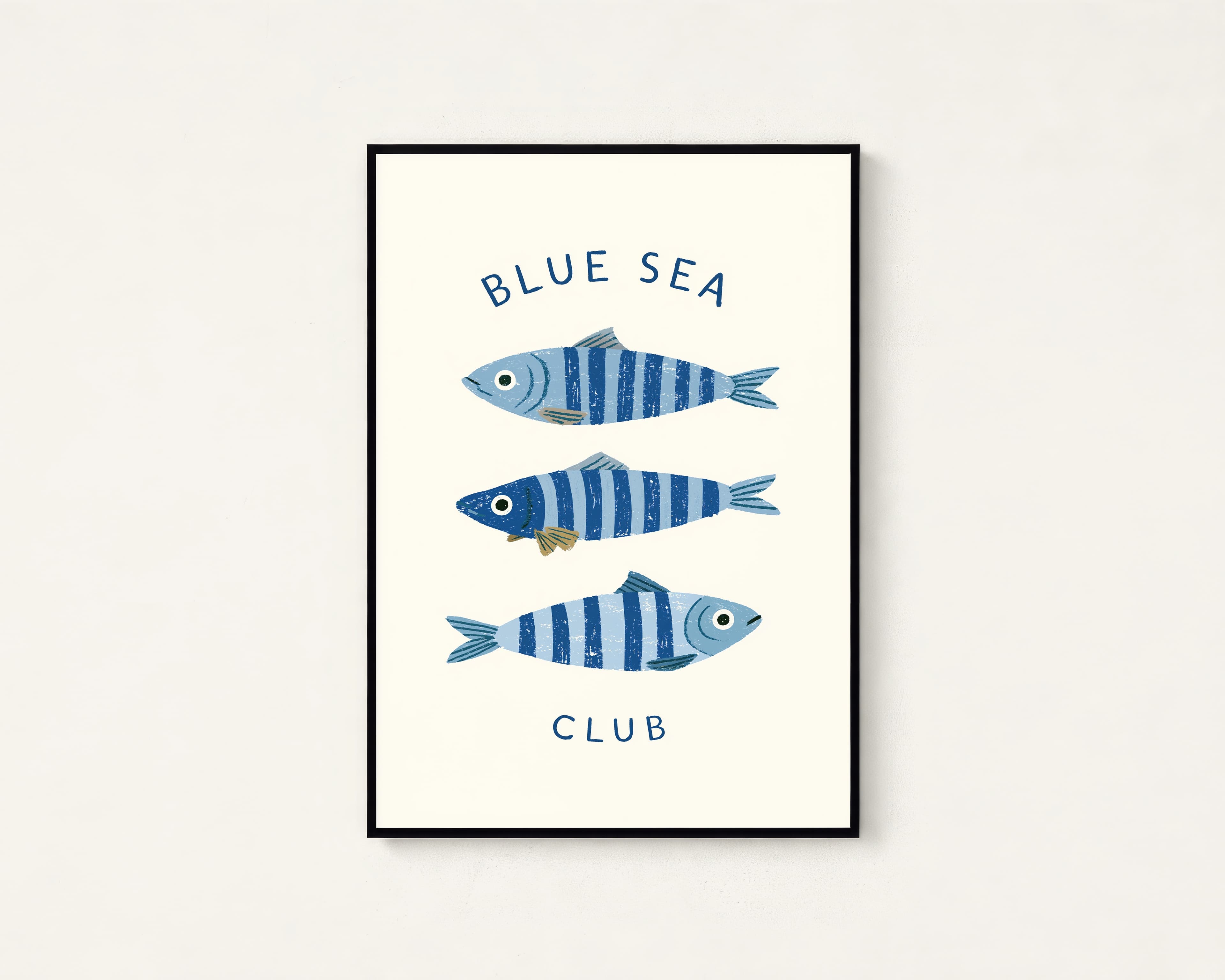 Blue Sea Club Striped Fish Art Print