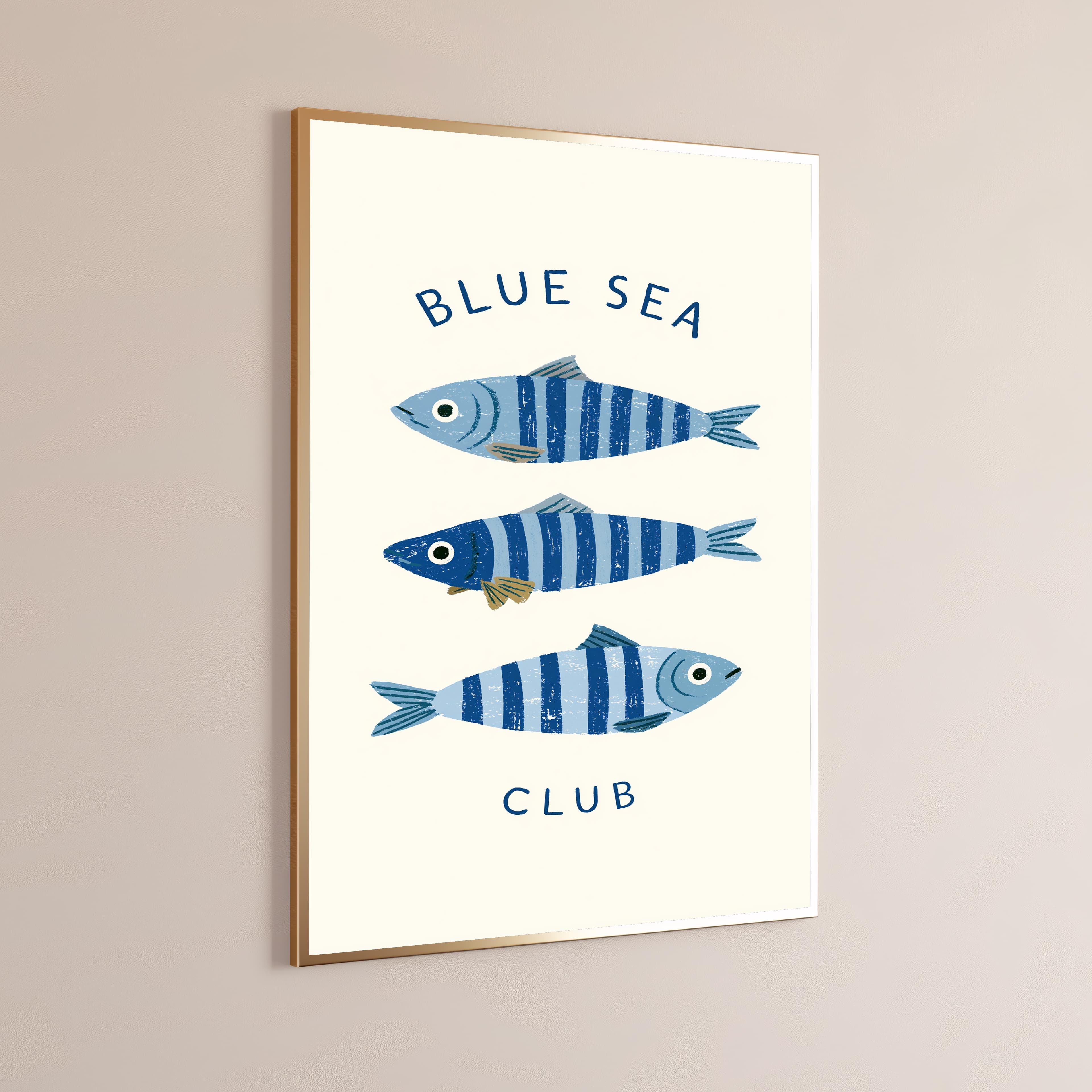 Blue Sea Club Striped Fish Art Print