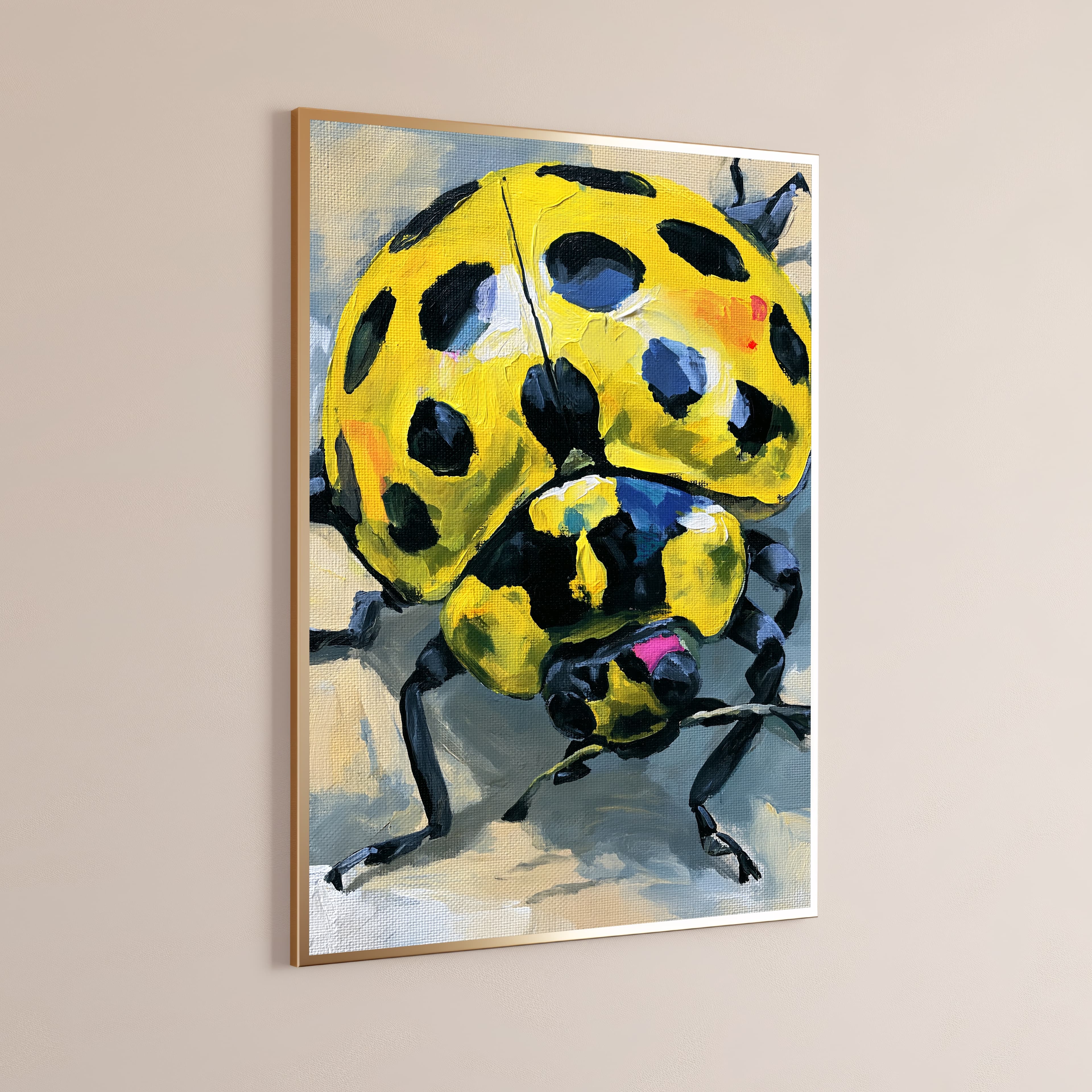 Bold Yellow Ladybug Pop Art Print