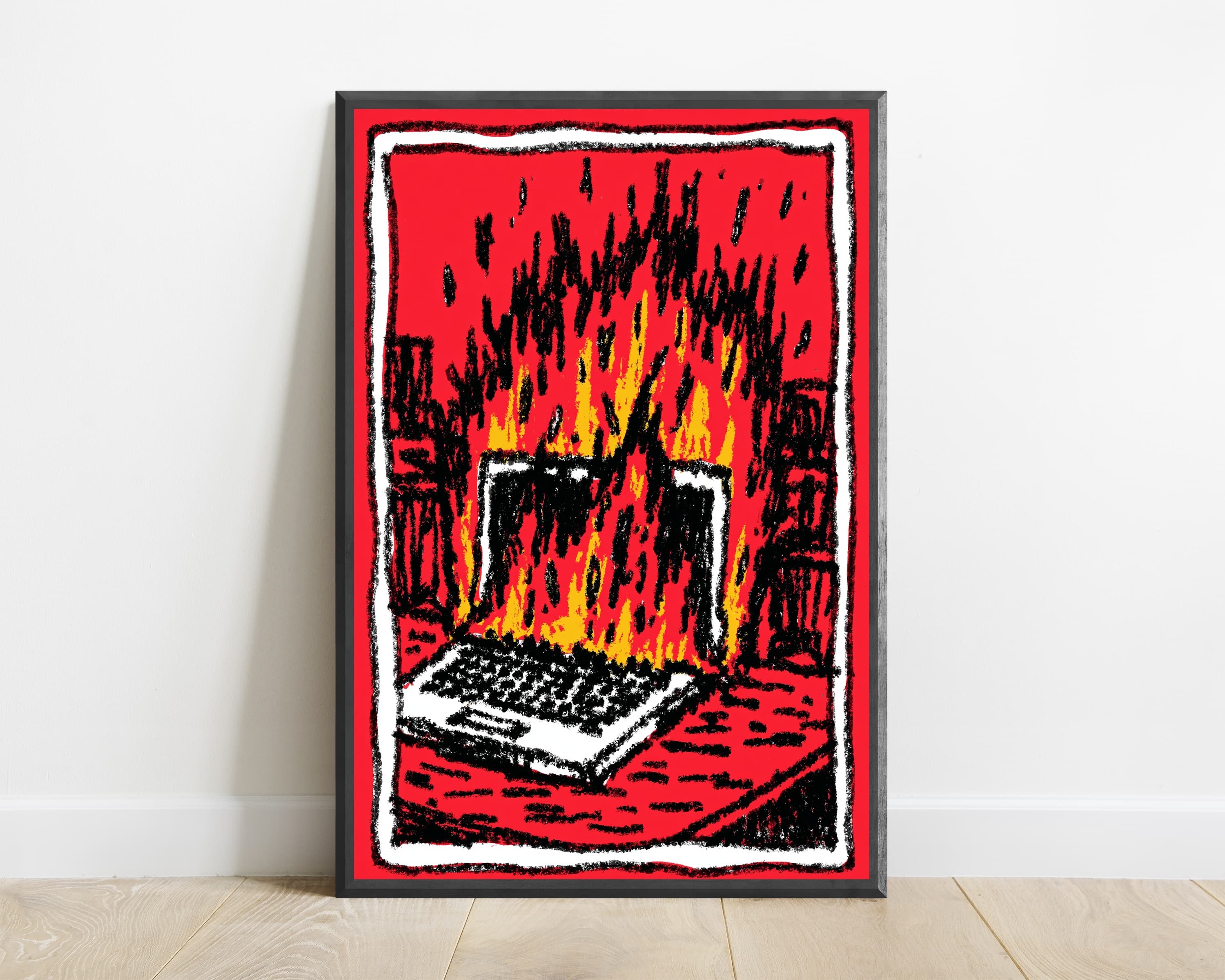 Burning Book Flames Red Pop Art Print — view 1