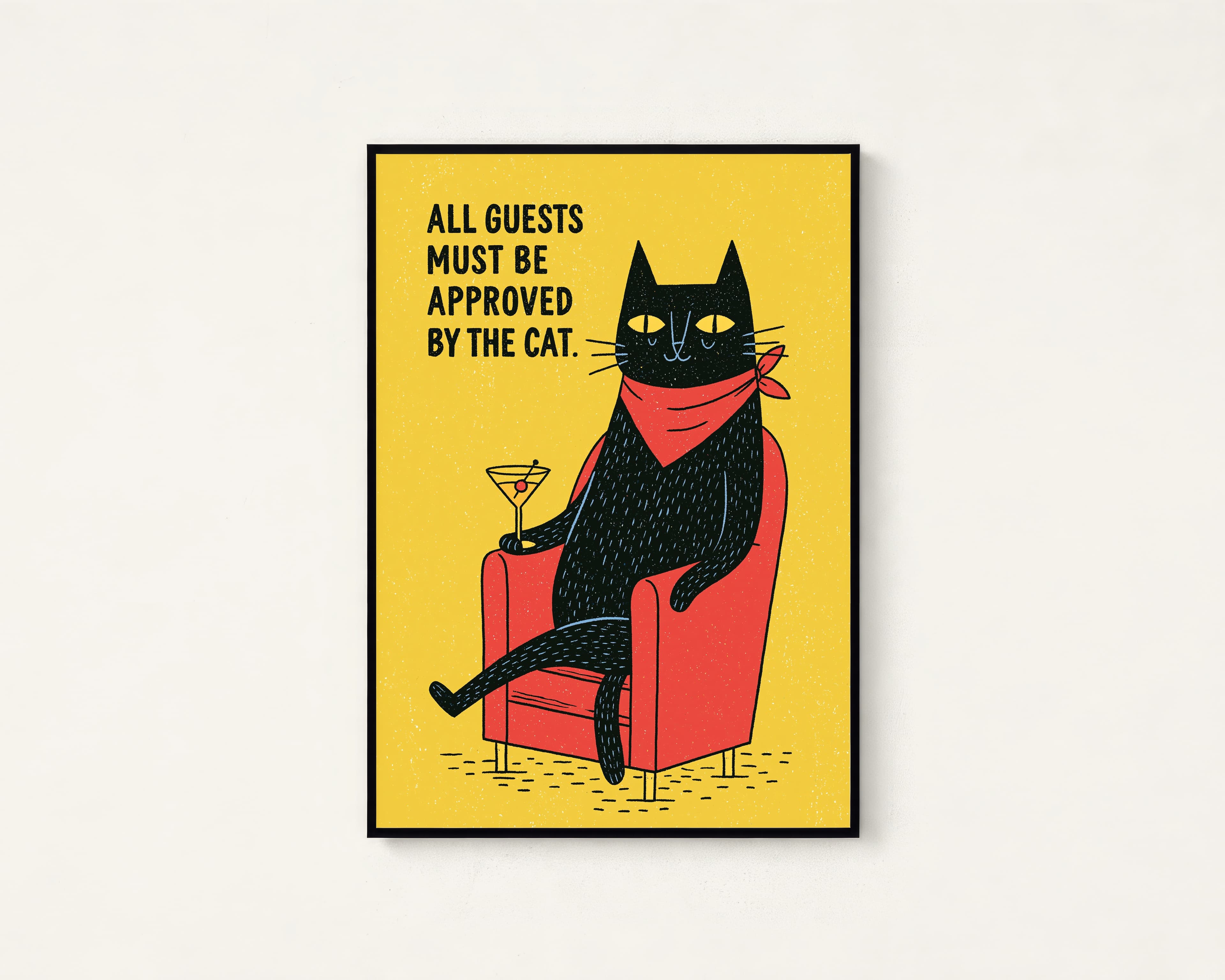 Cheeky Black Cat Martini Minimalist Print
