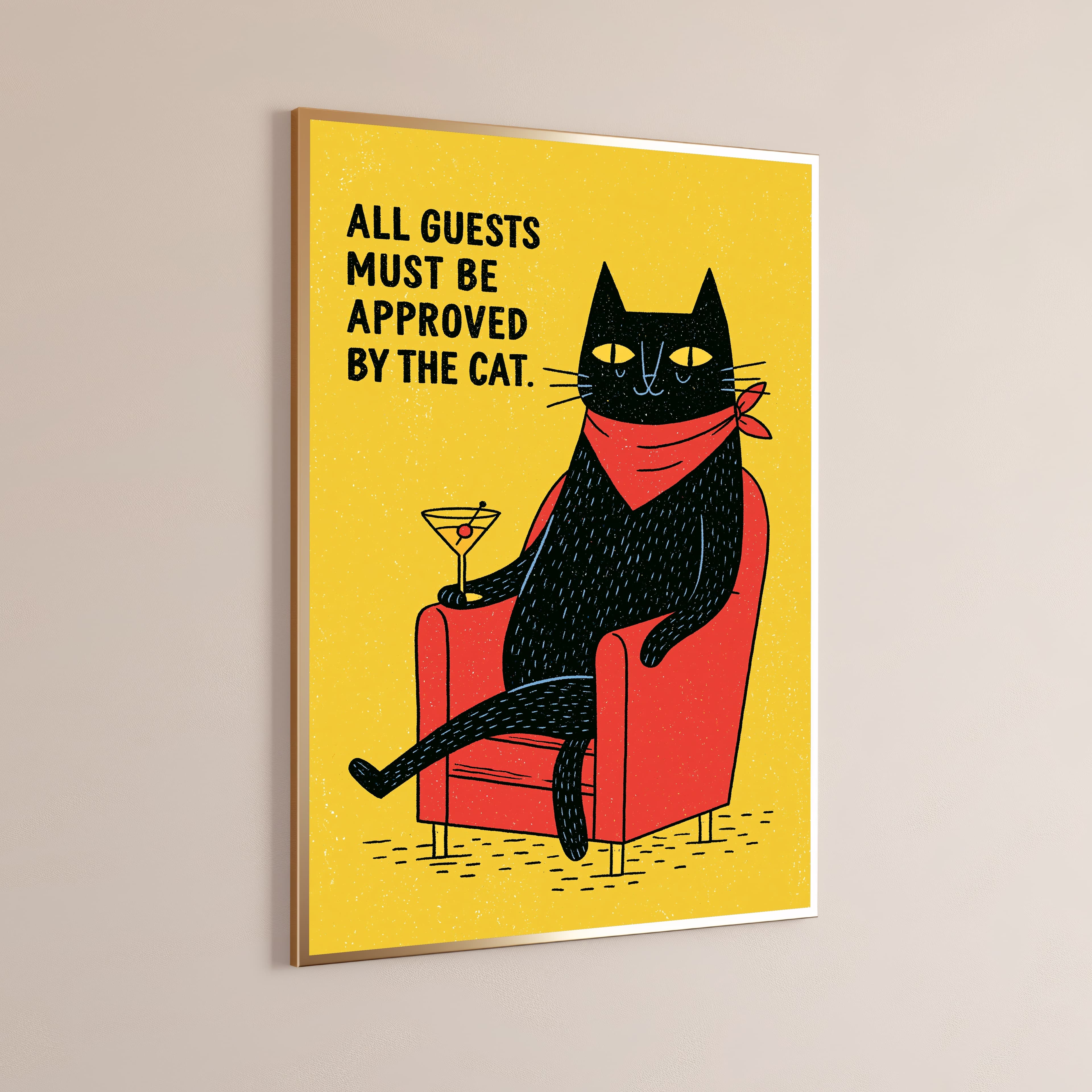 Cheeky Black Cat Martini Pop Art Print