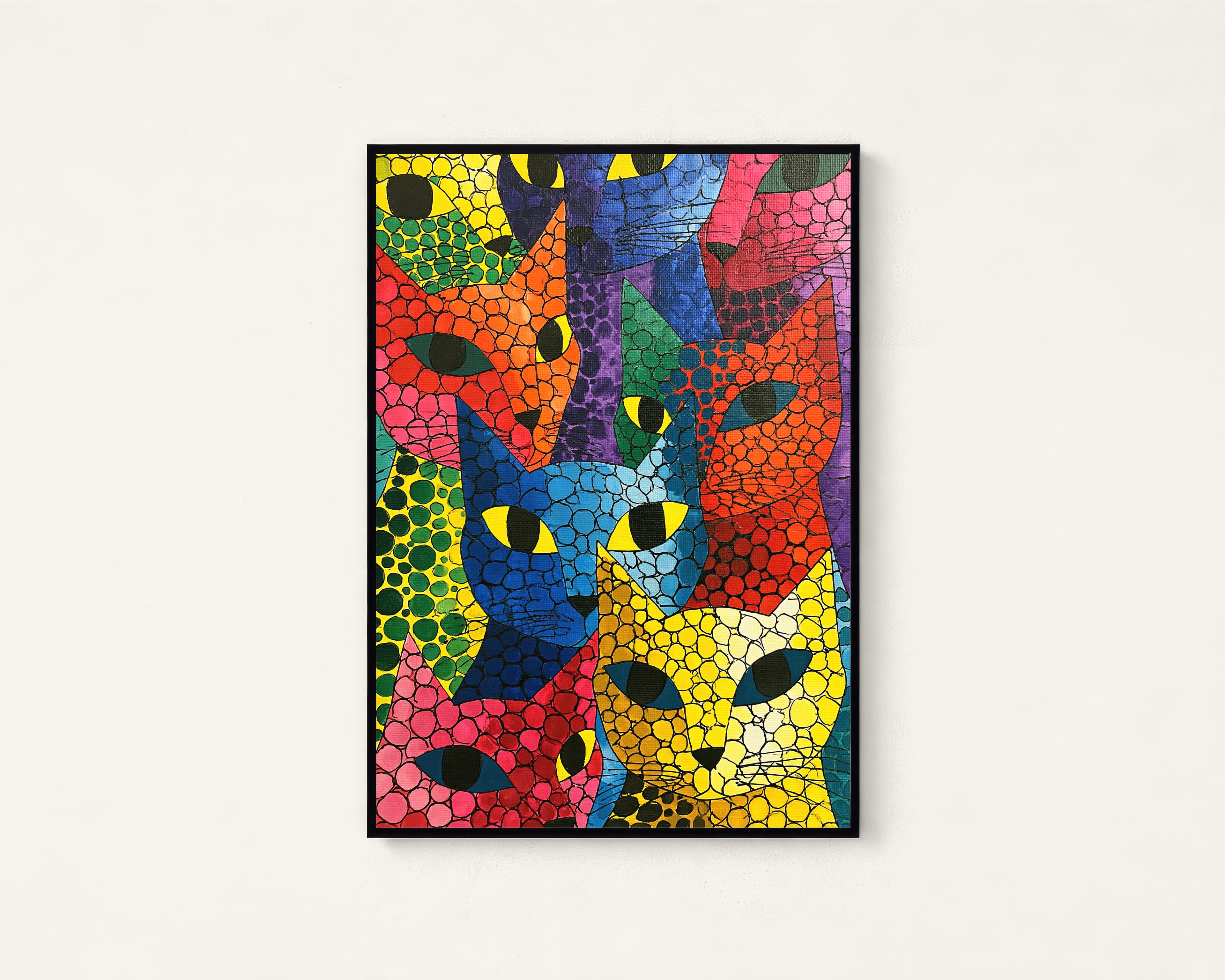 Colorful Mosaic Cat Pop Art Print — view 1