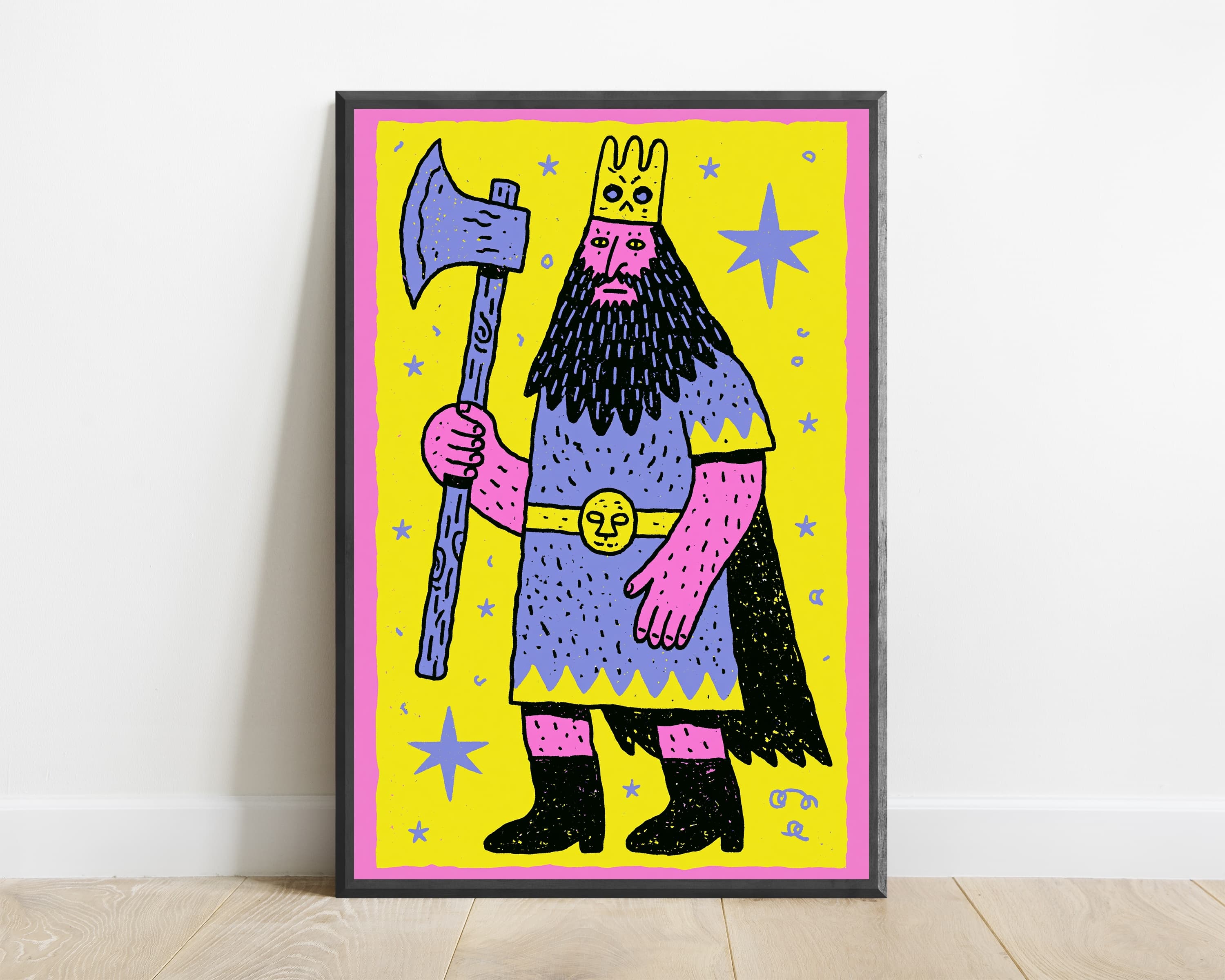Colorful Demon King with Axe Pop Art Print — view 1