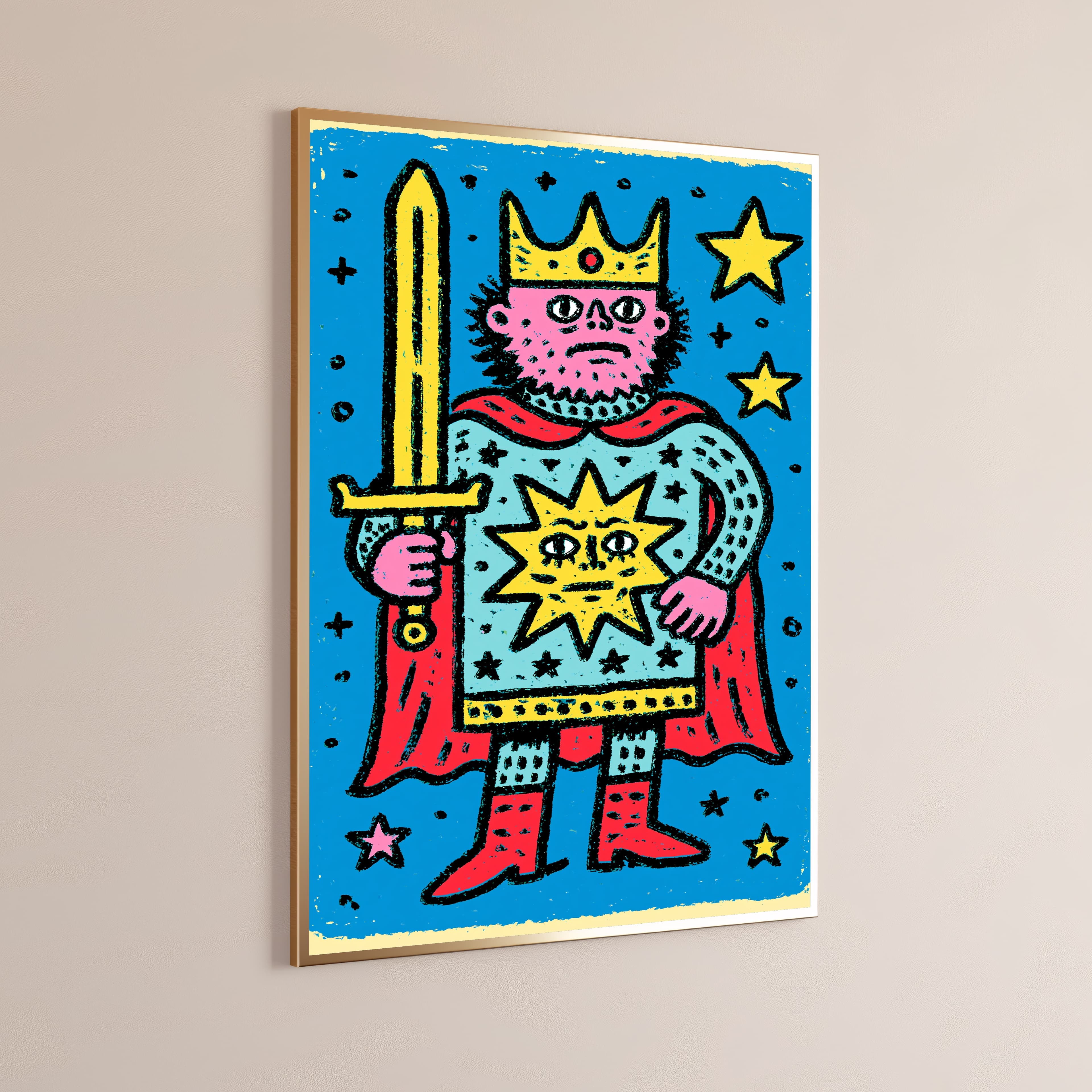 Colorful Demon King with Sword Pop Art Print