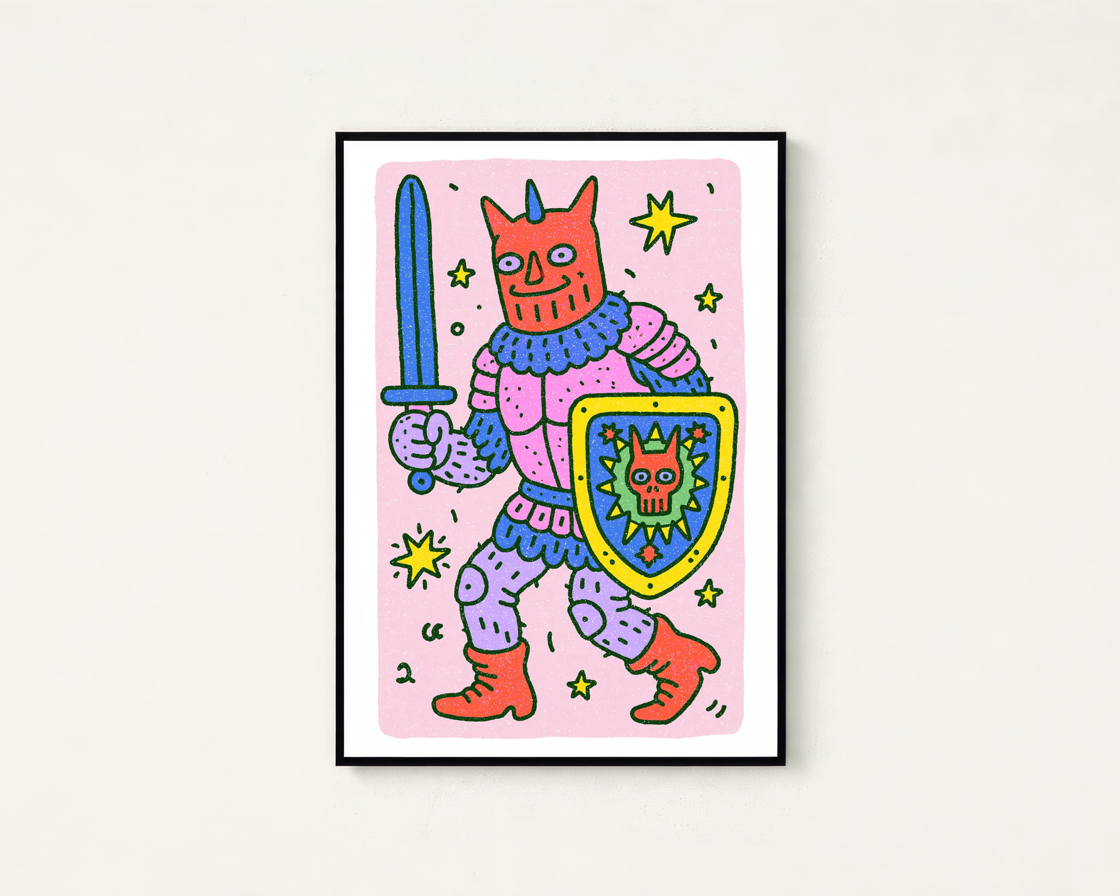 Colorful Demon Warrior Pop Art Print