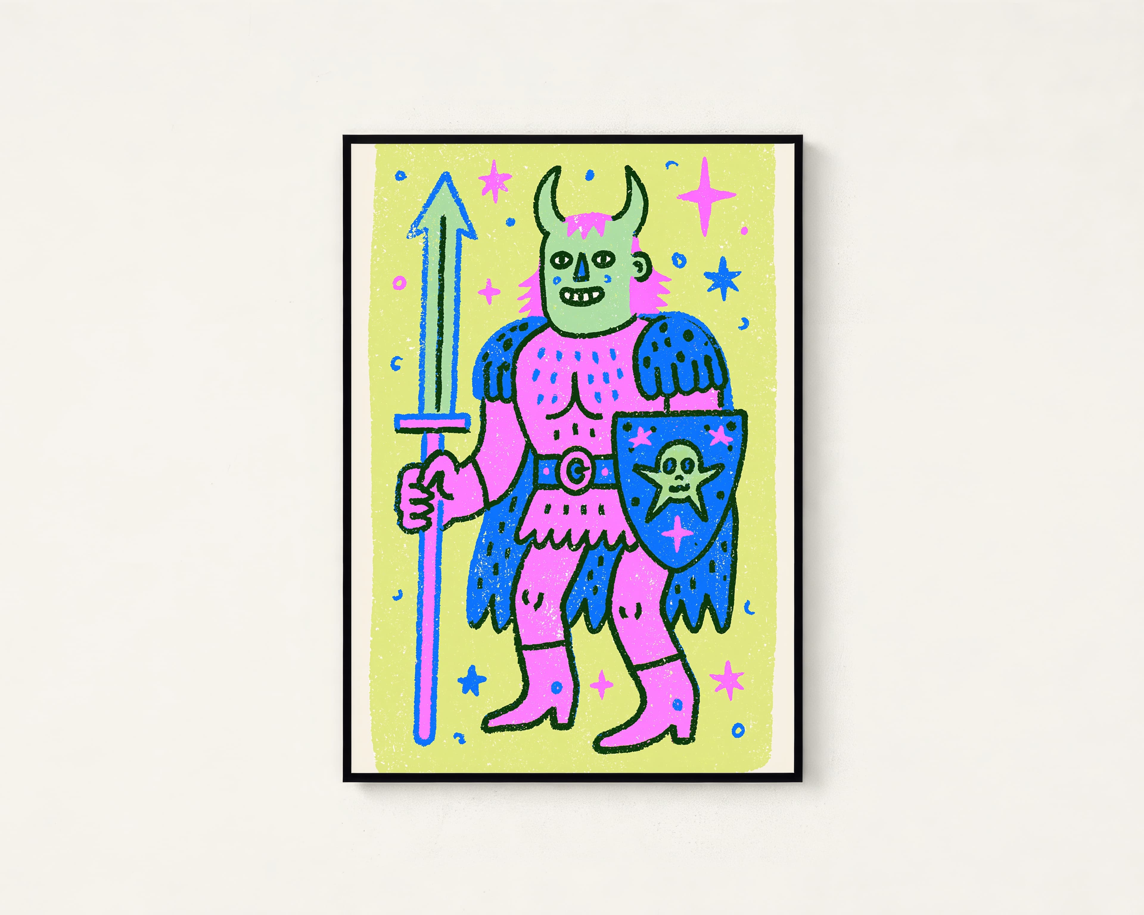 Colorful Demon Warrior Pop Art Print