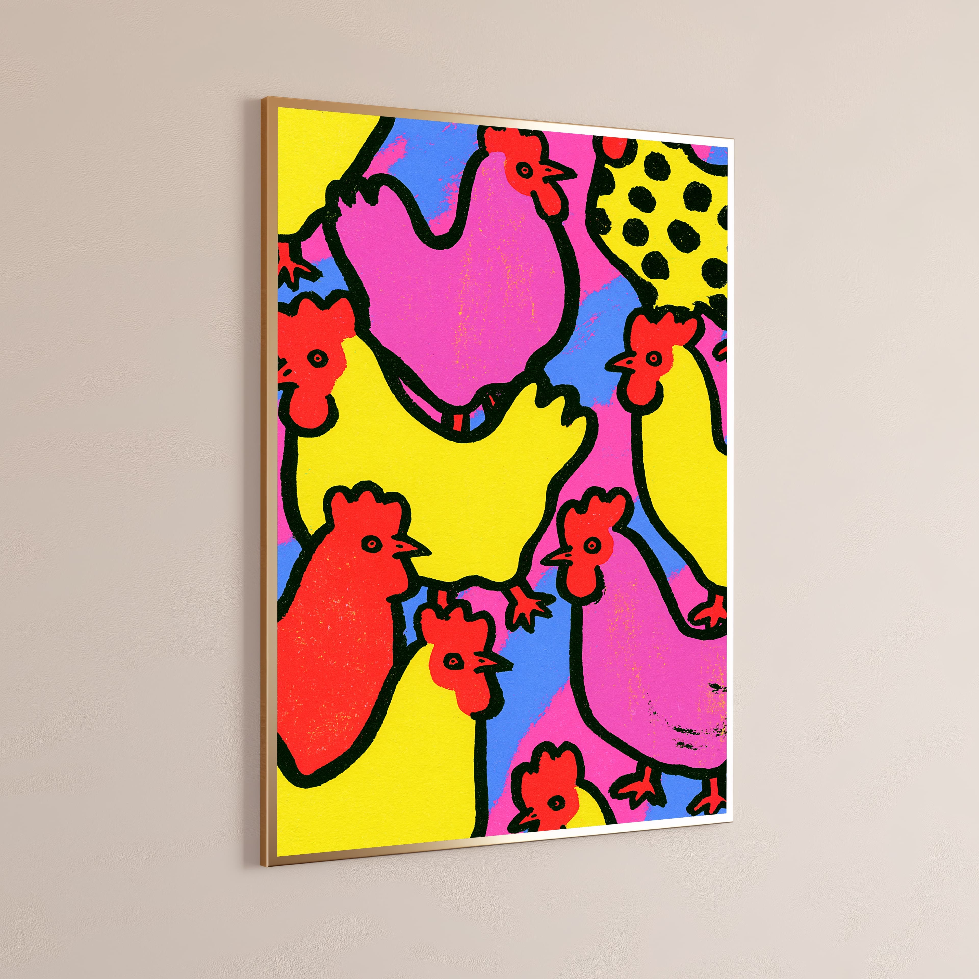 Colourful Chickens Pop Art Print