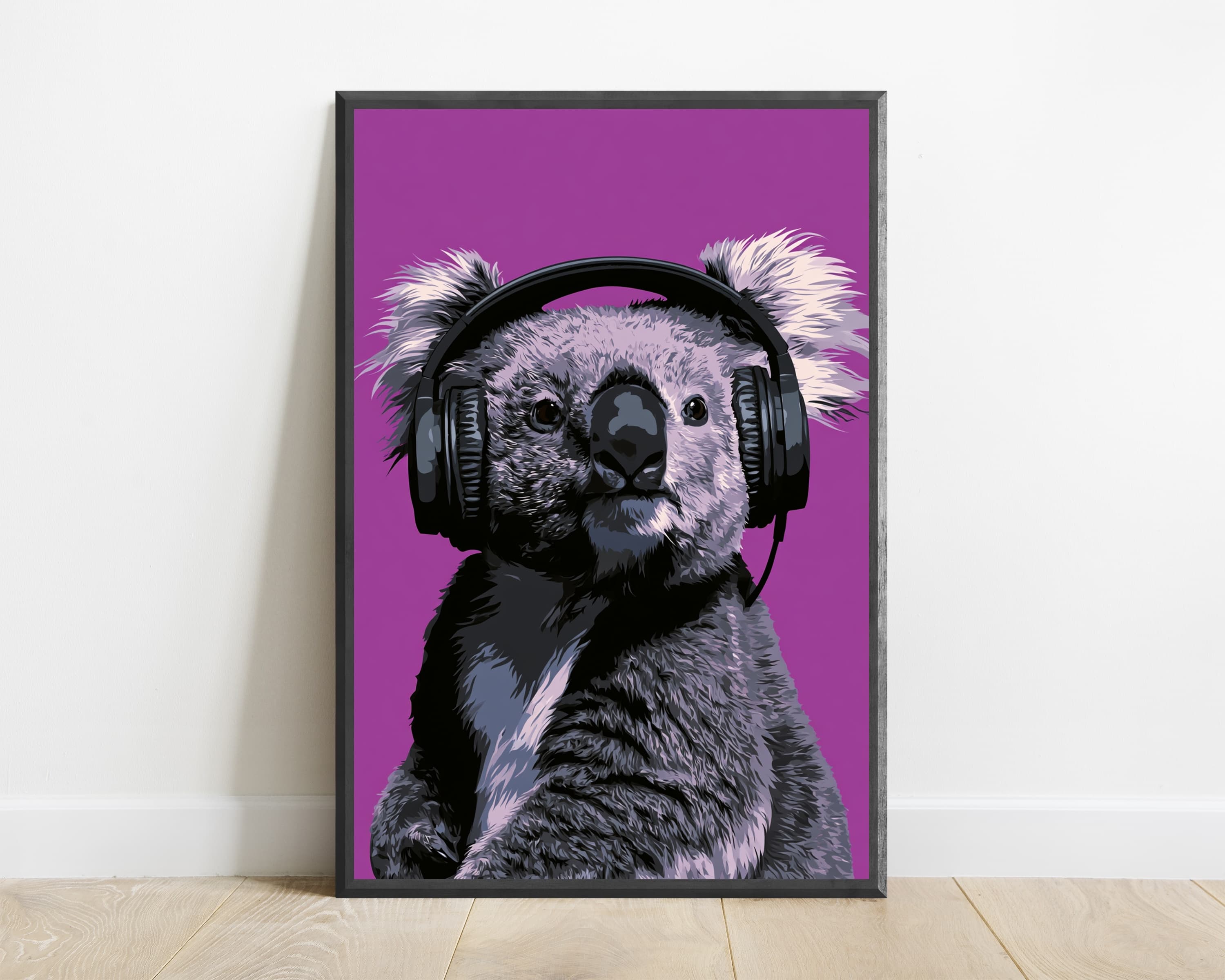 Cool Koala Headphones Pop Art Print — view 1