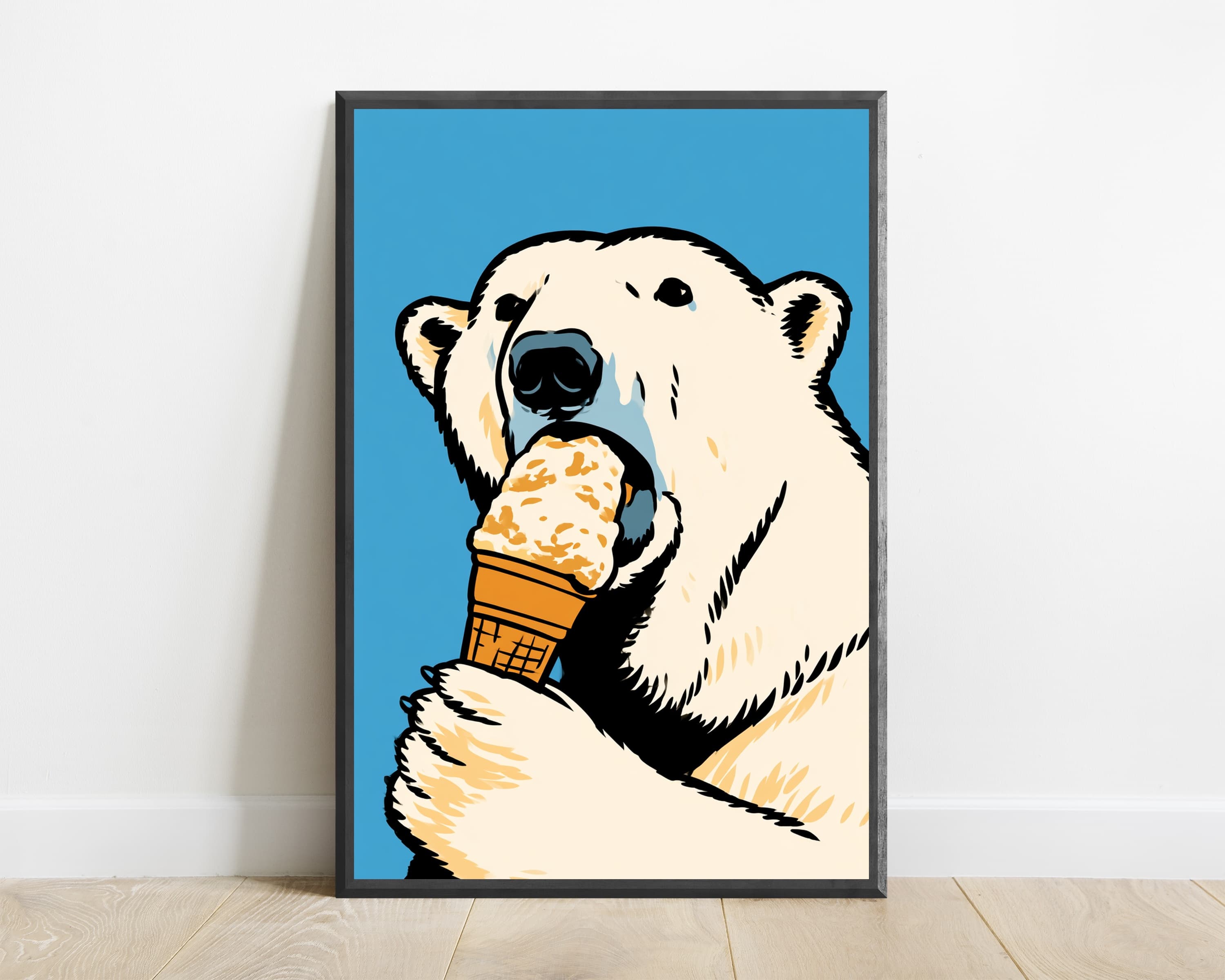 Cool Polar Bear Ice Cream Pop Art Print — view 1
