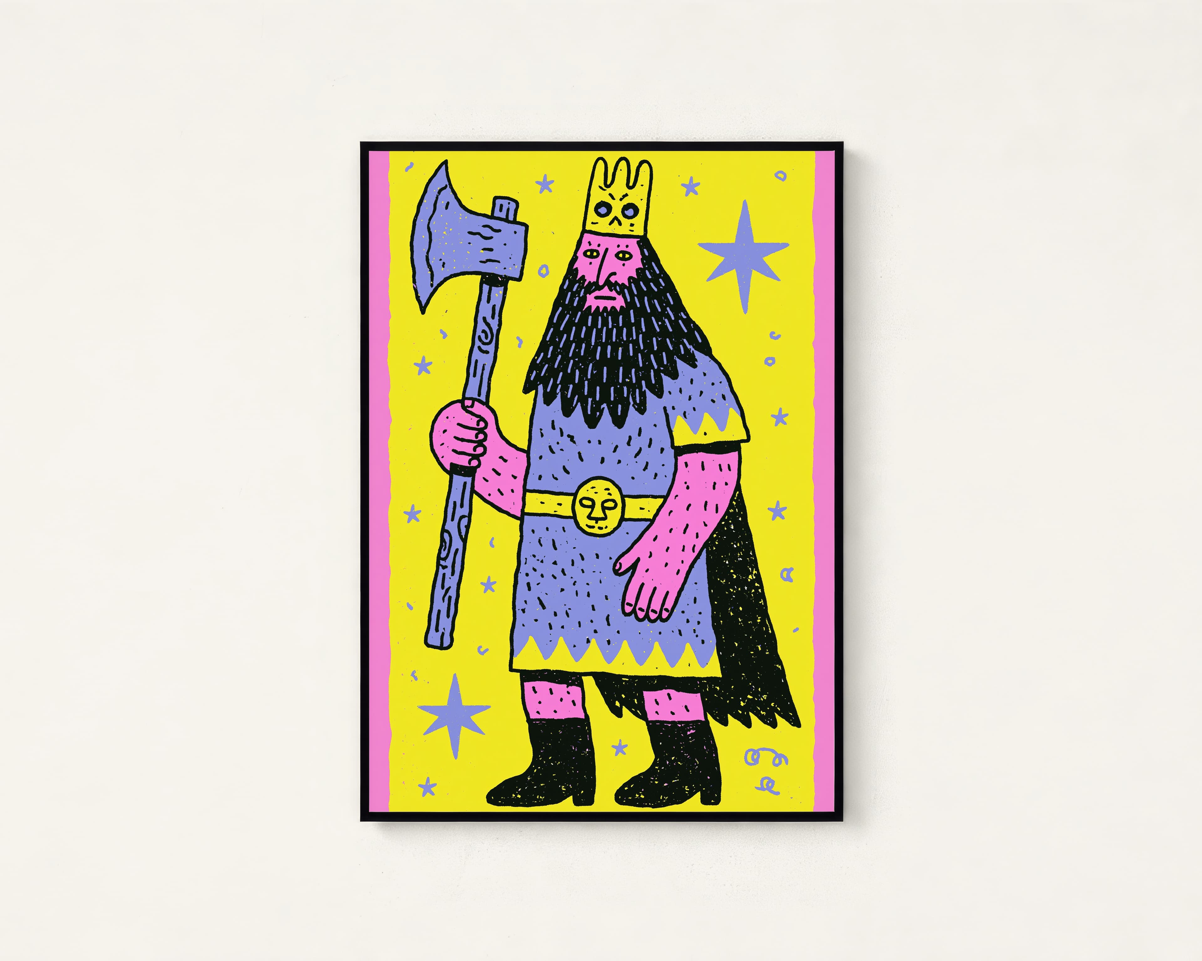 Cosmic Demon King with Axe Pop Art Print