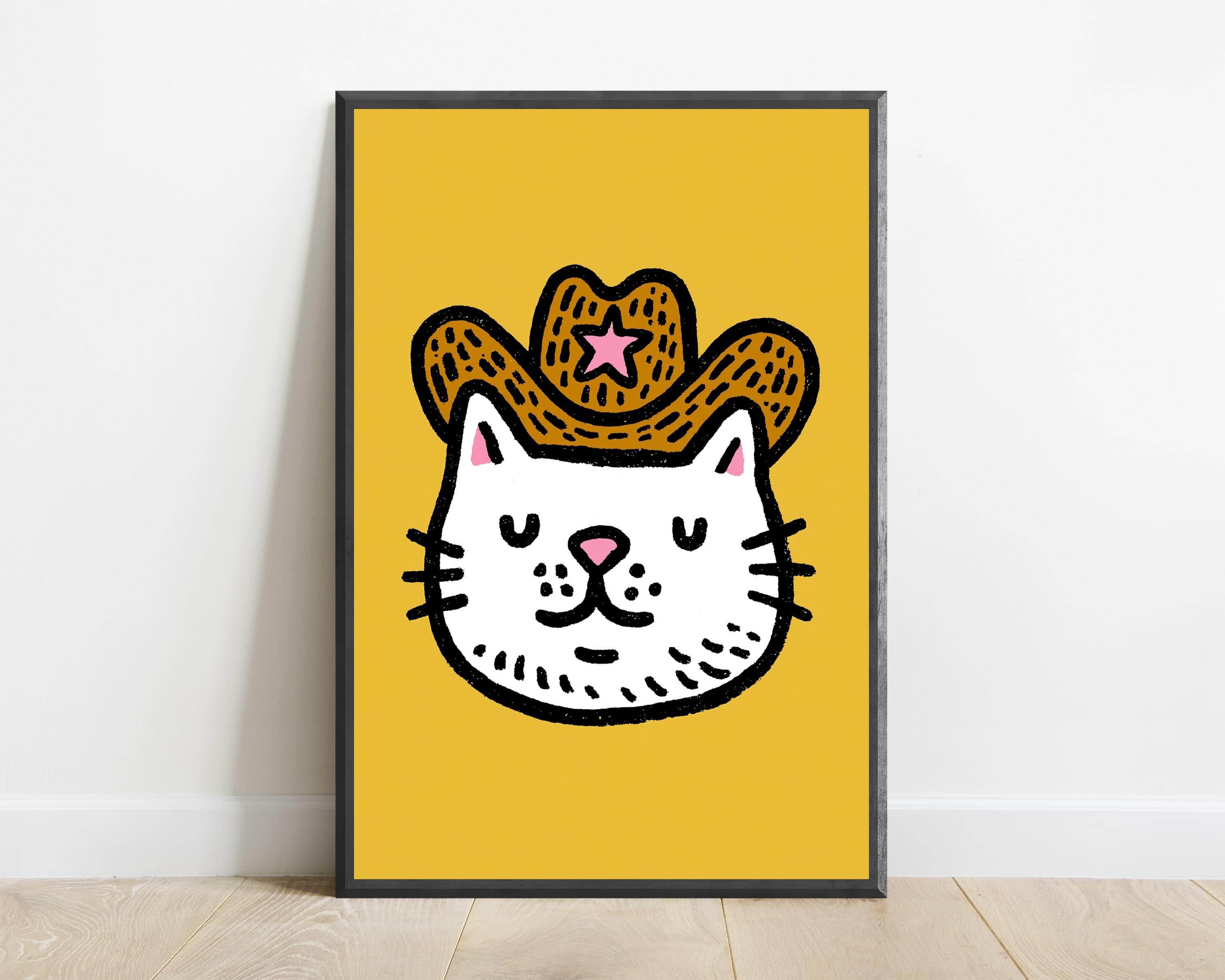 Cowboy Cat with Star Sombrero Pop Art Print — view 1