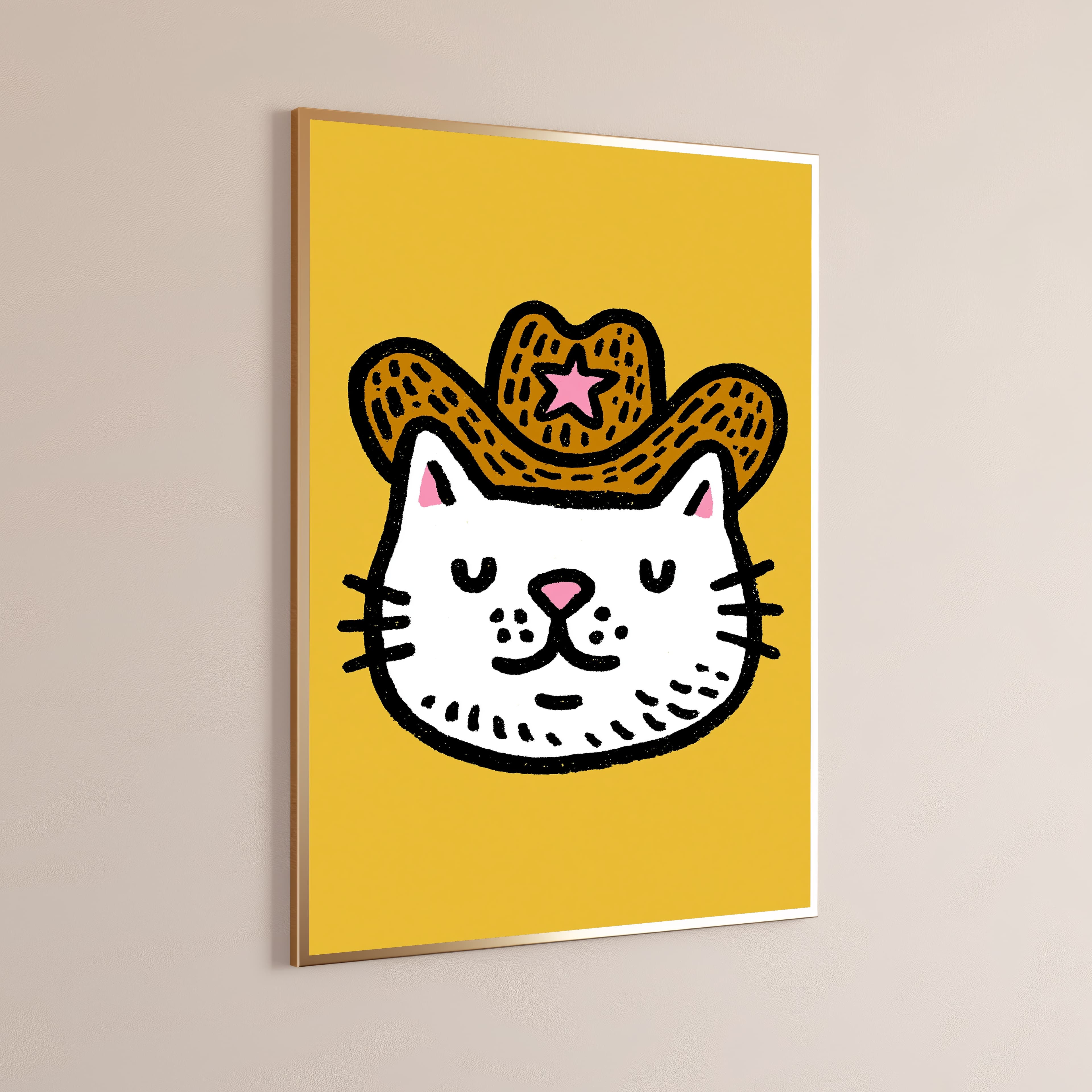 Cowboy Cat with Star Sombrero Pop Art Print