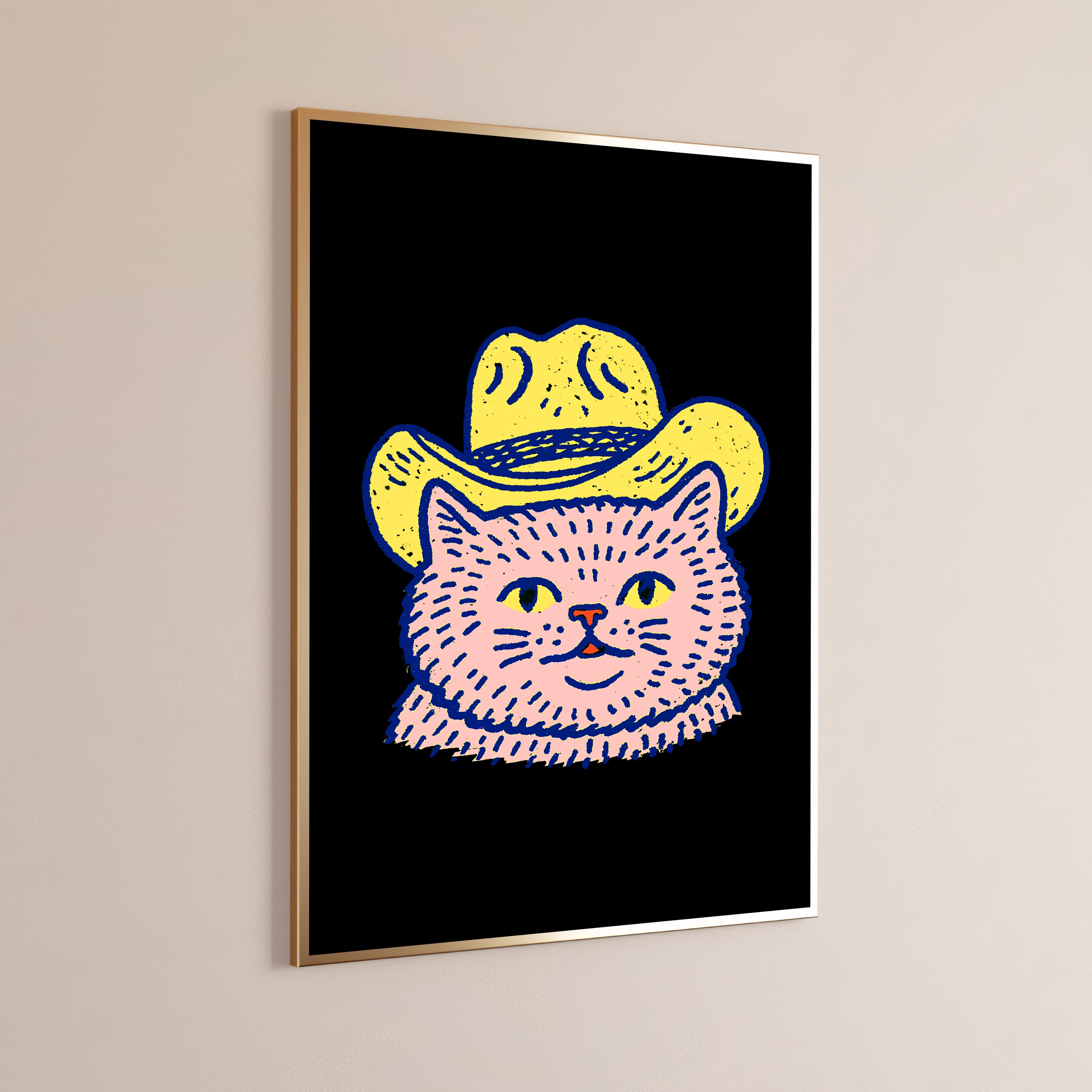 Cowboy Cat with Yellow Sombrero Pop Art Print
