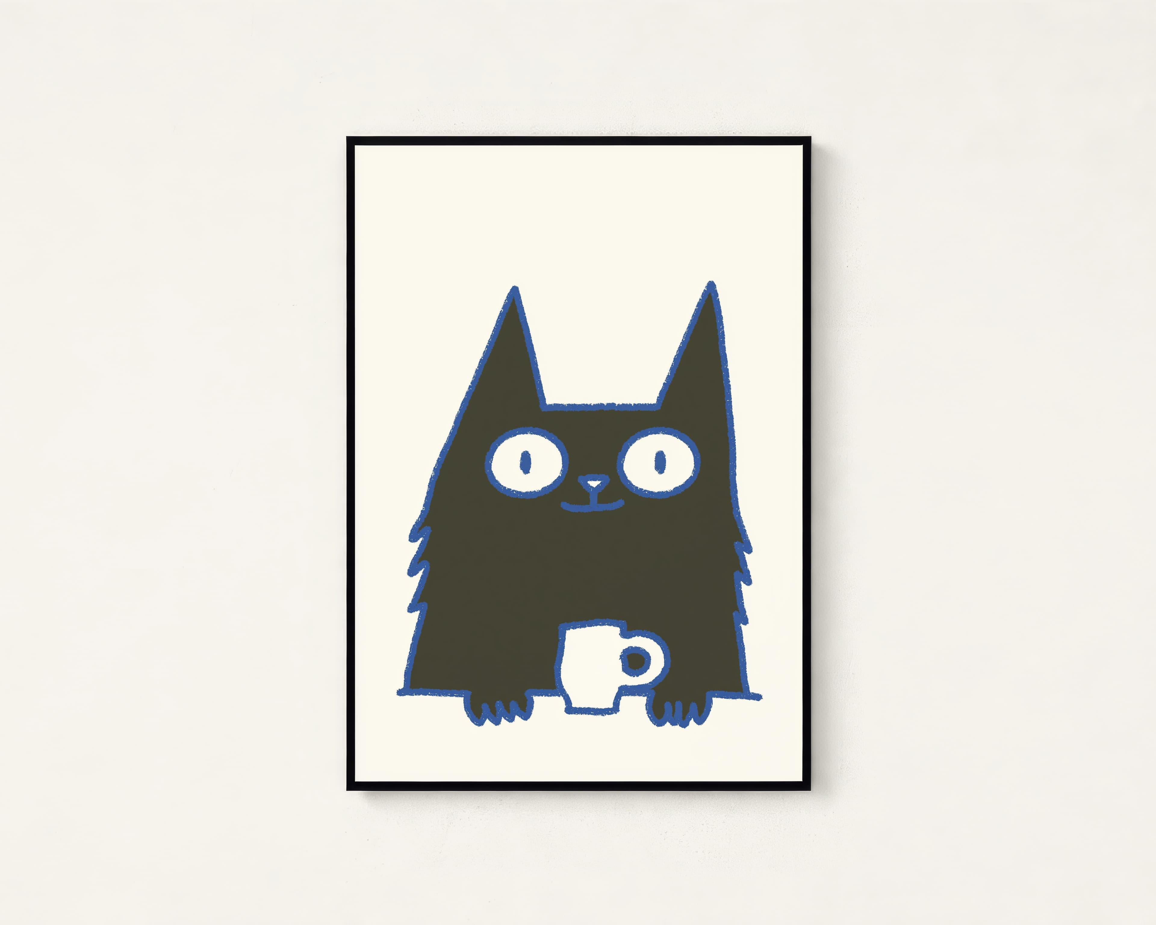 Cute Black Cat Minimalist Pop Art Print
