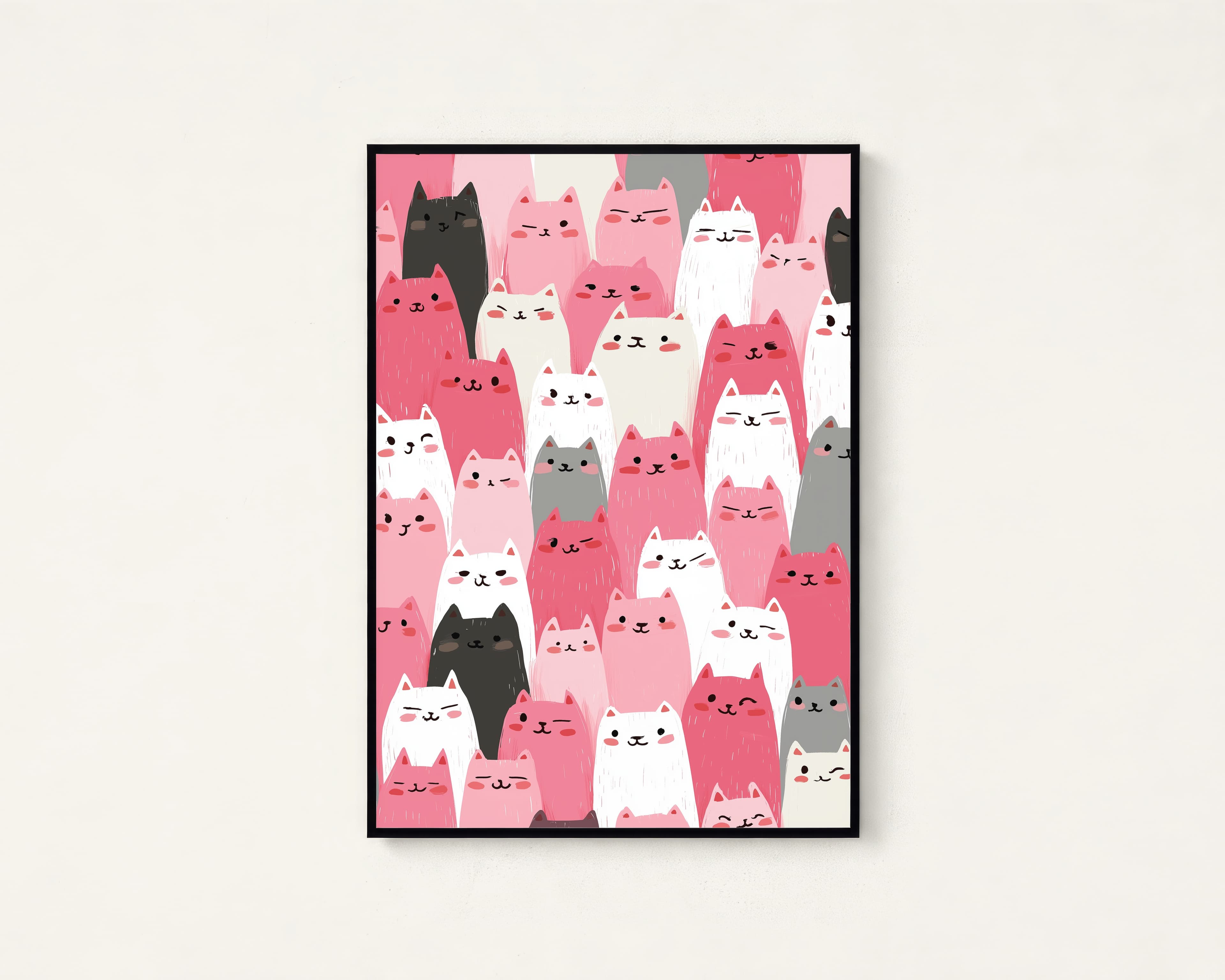 Cute Cat Crowd Minimalist Art Print