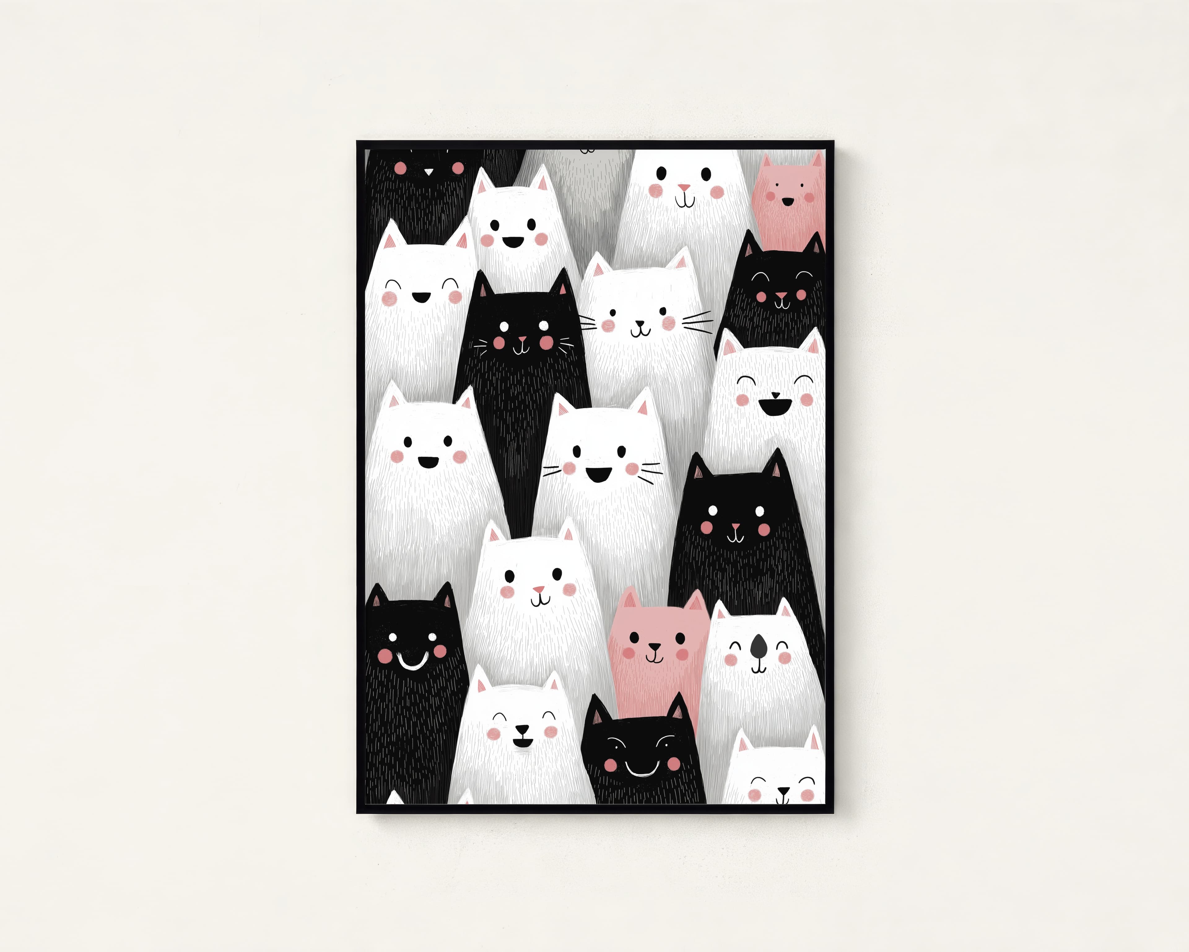 Cute Cat Crowd Minimalist Art Print