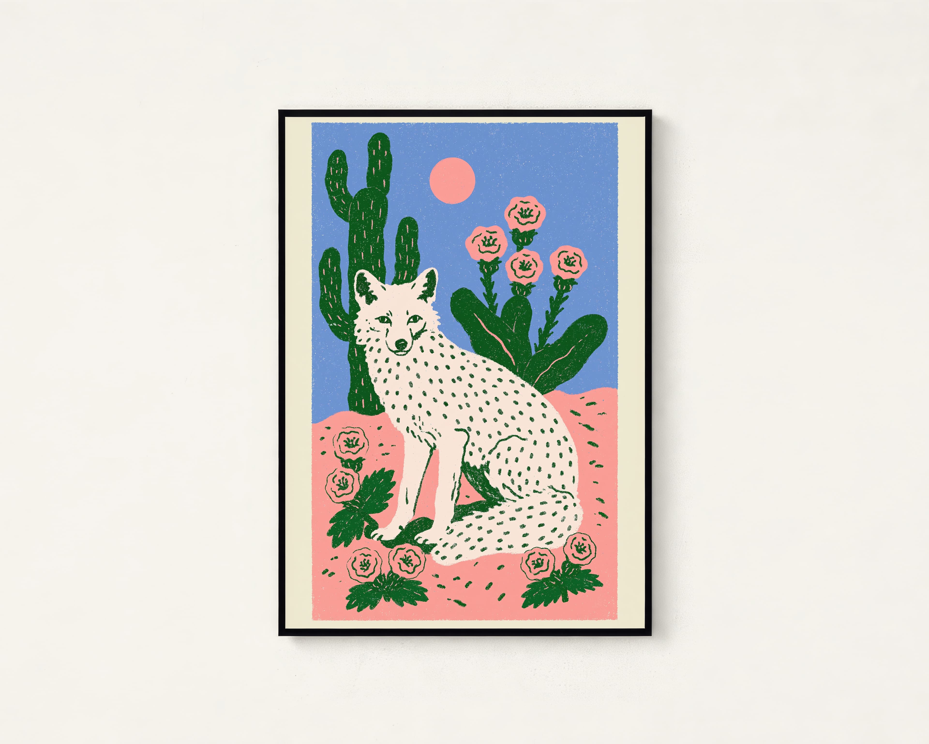 Desert Fox Cactus Flower Pop Art Print