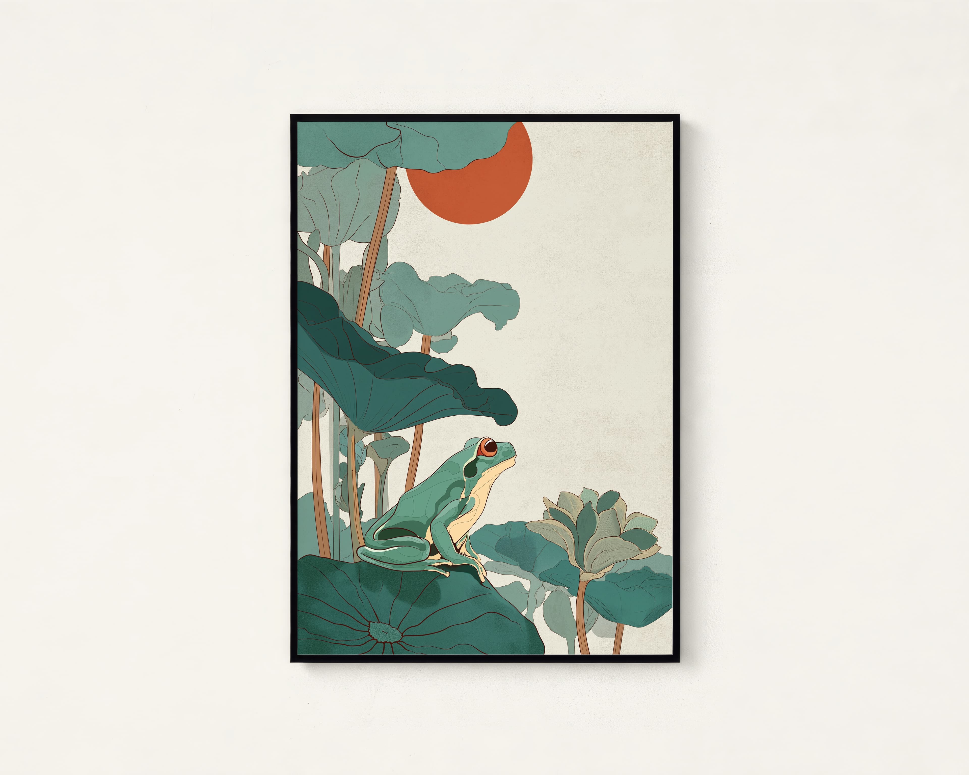 Minimalist Frog Japanese Art Print — view 1