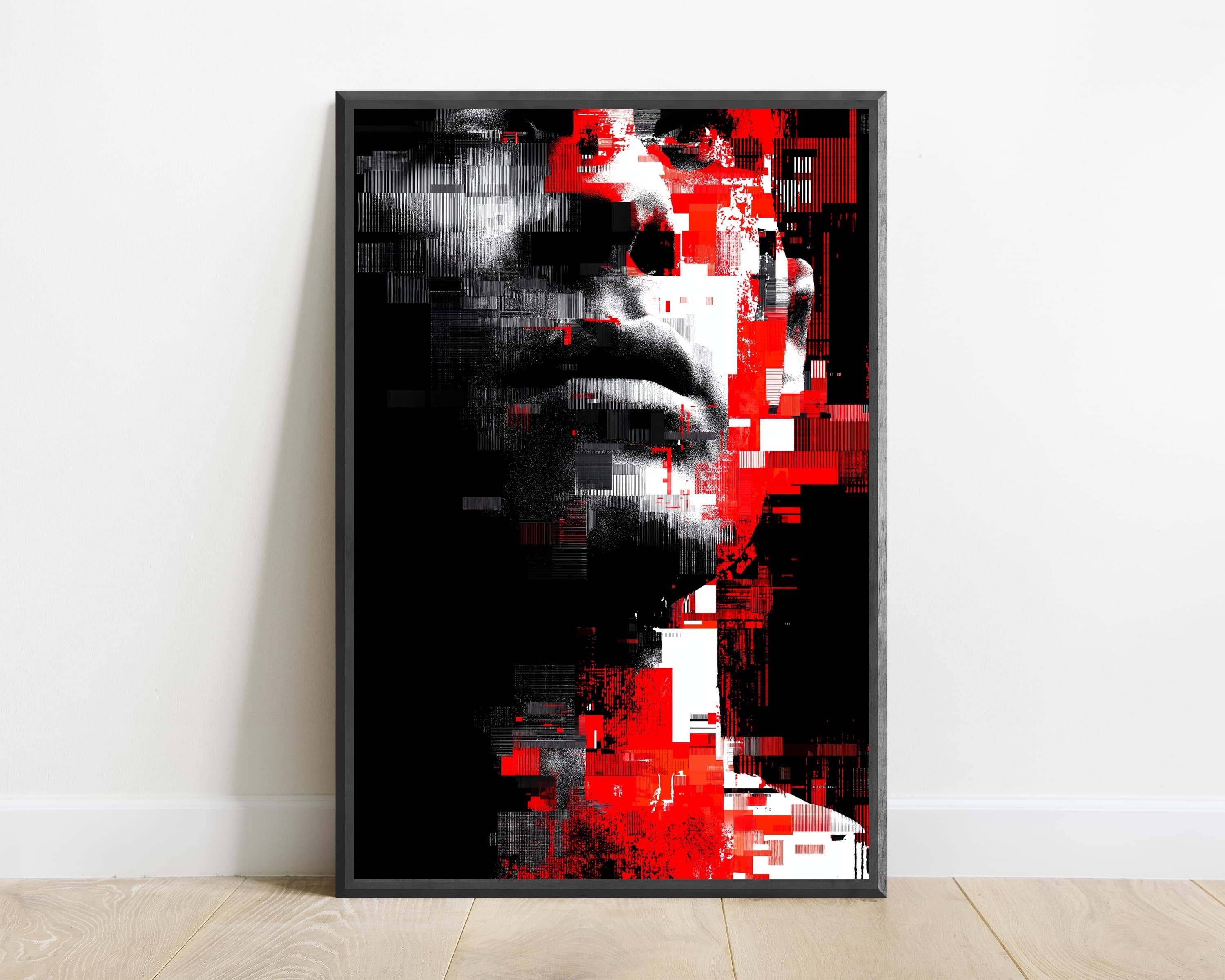 Red Pixel Glitch Portrait