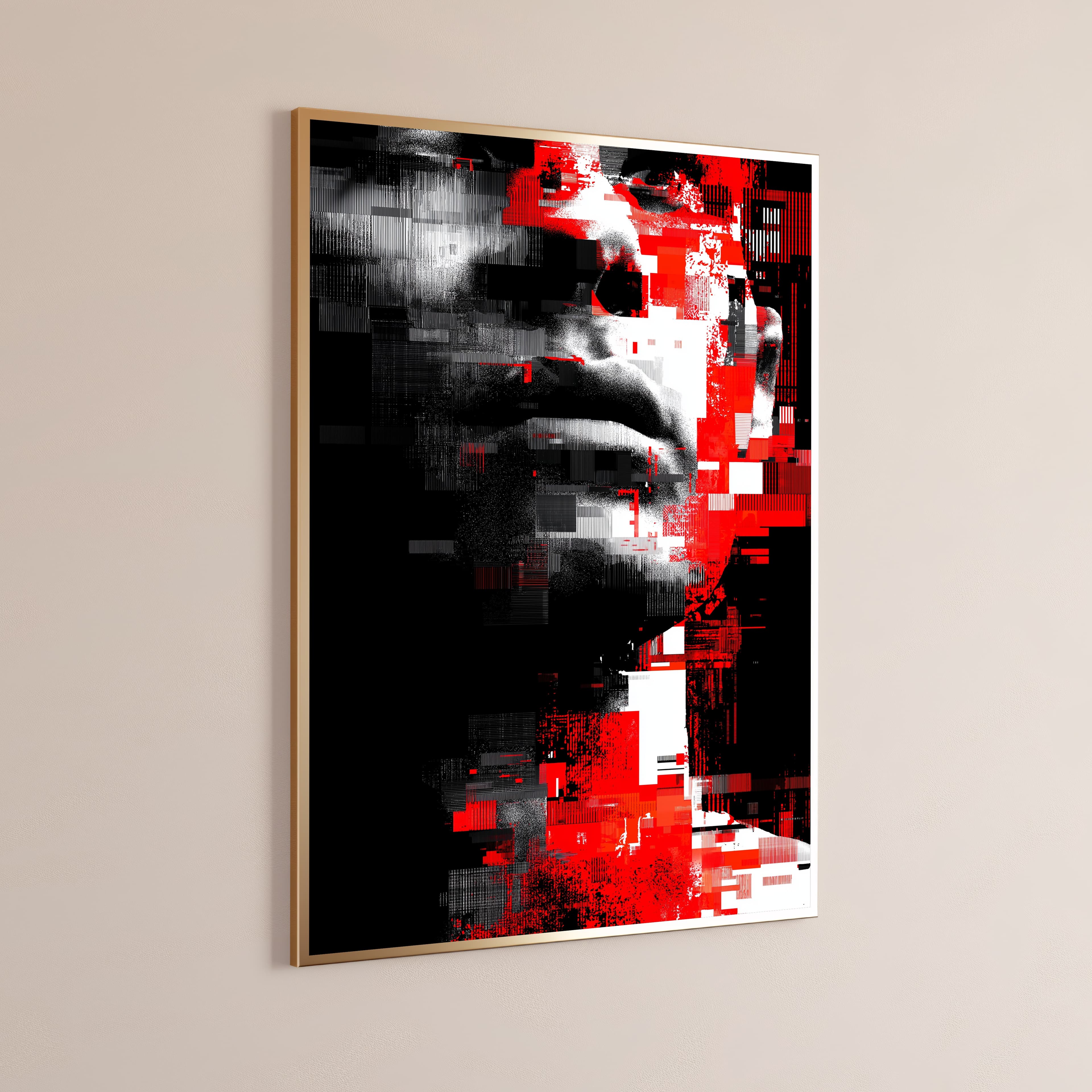 Red Pixel Glitch Portrait