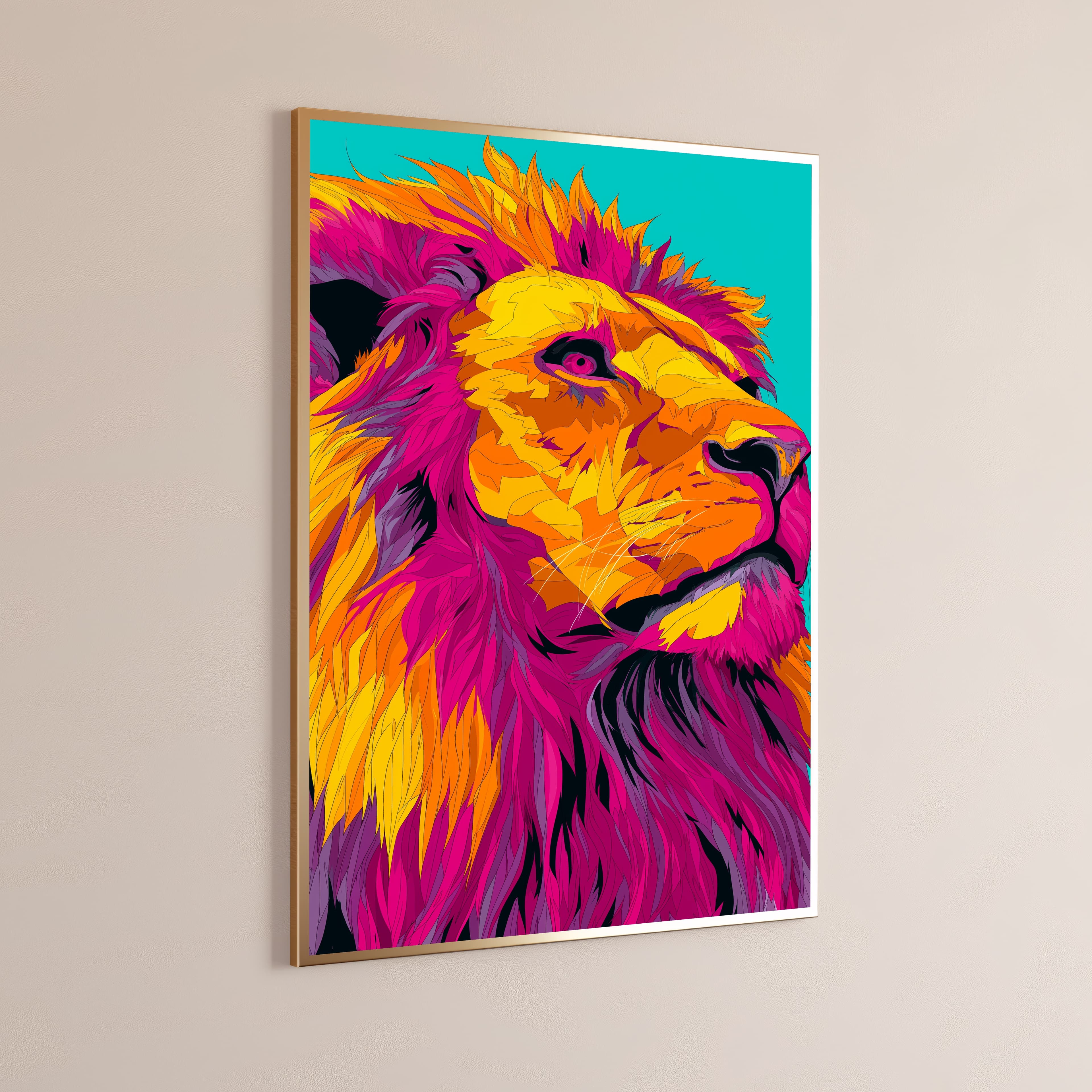 Vibrant Lion Pop Art Print