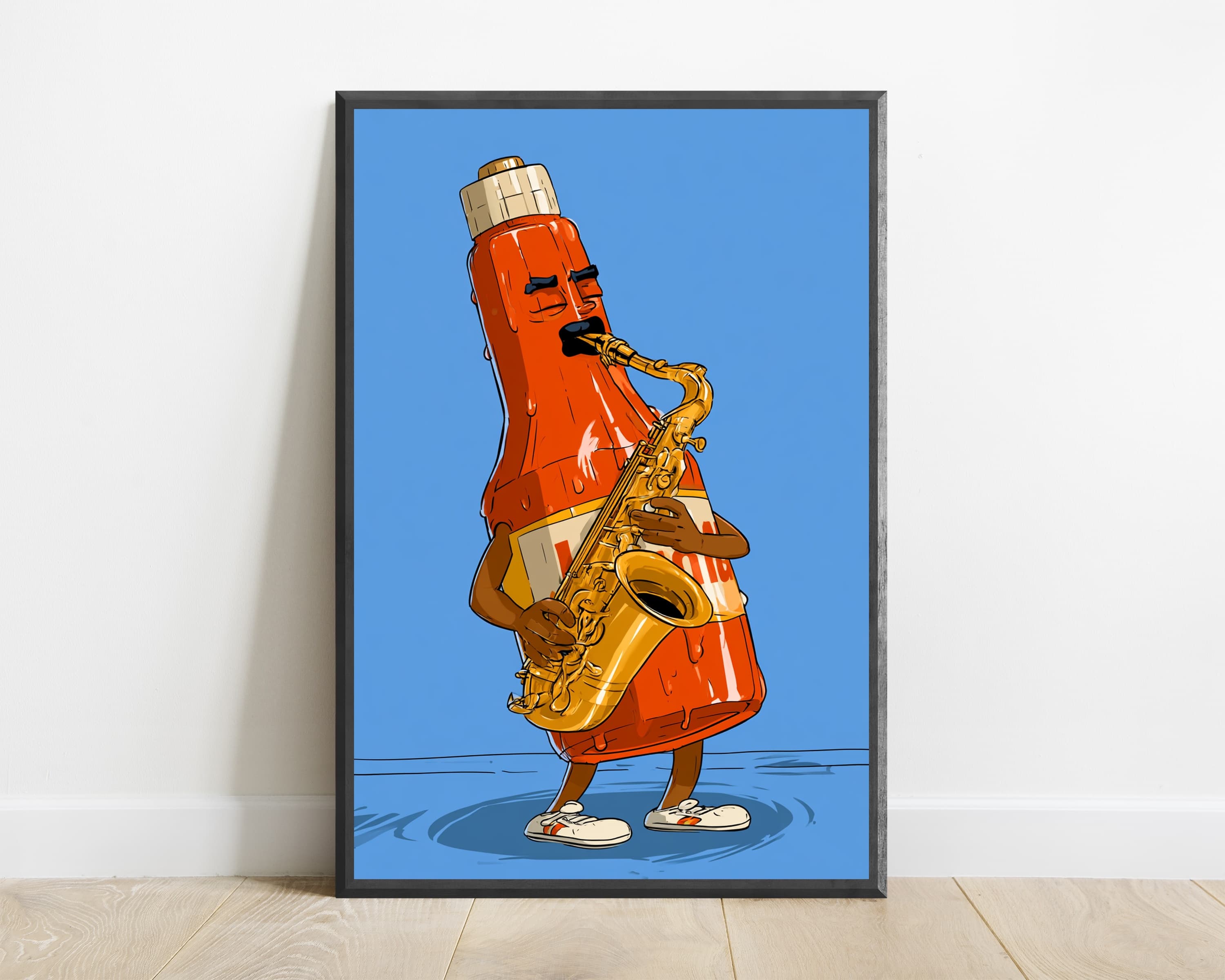 Hot Sauce Bottle Saxophone Player Pop Art Print — view 1