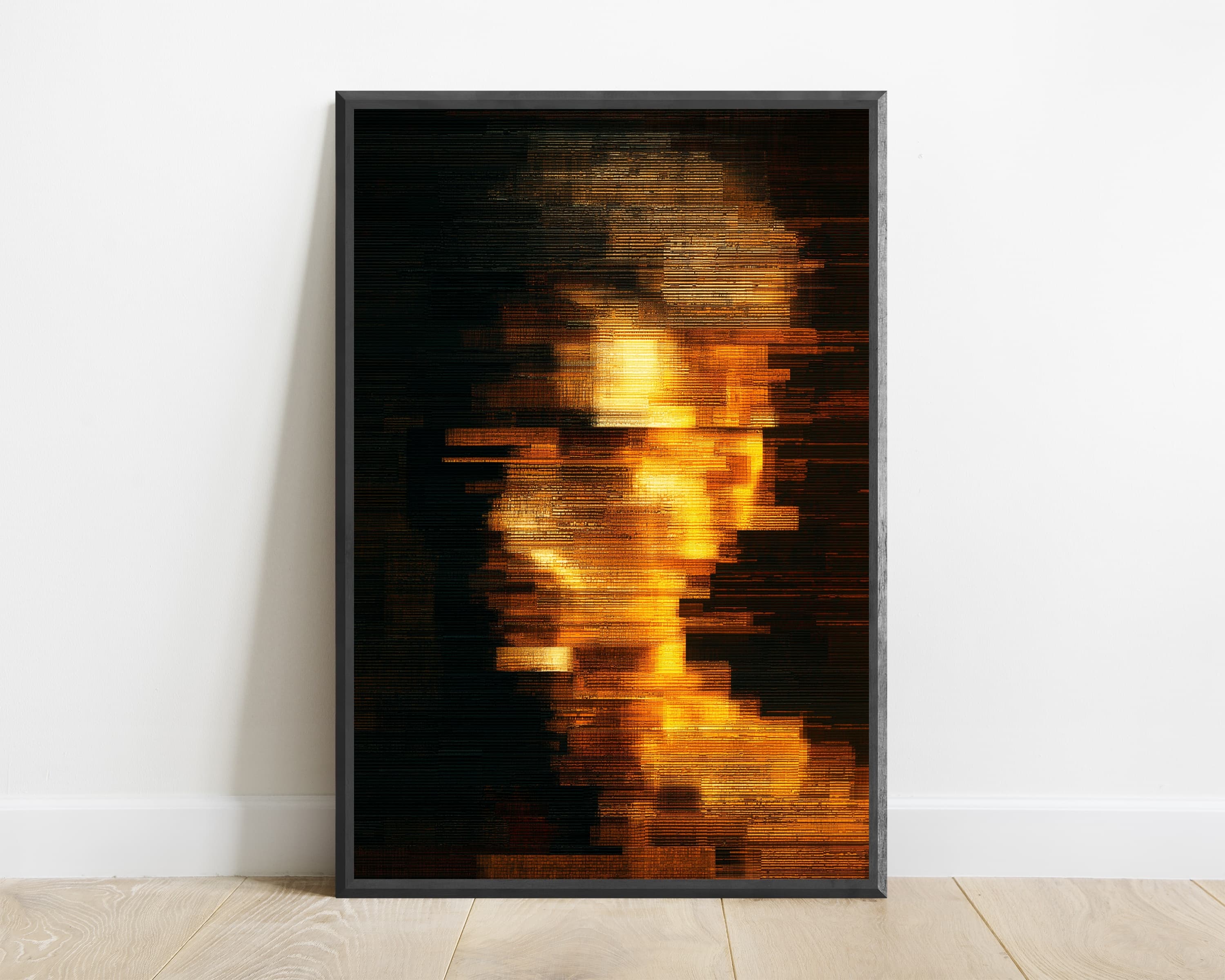 Golden Glitch Portrait Print — view 1