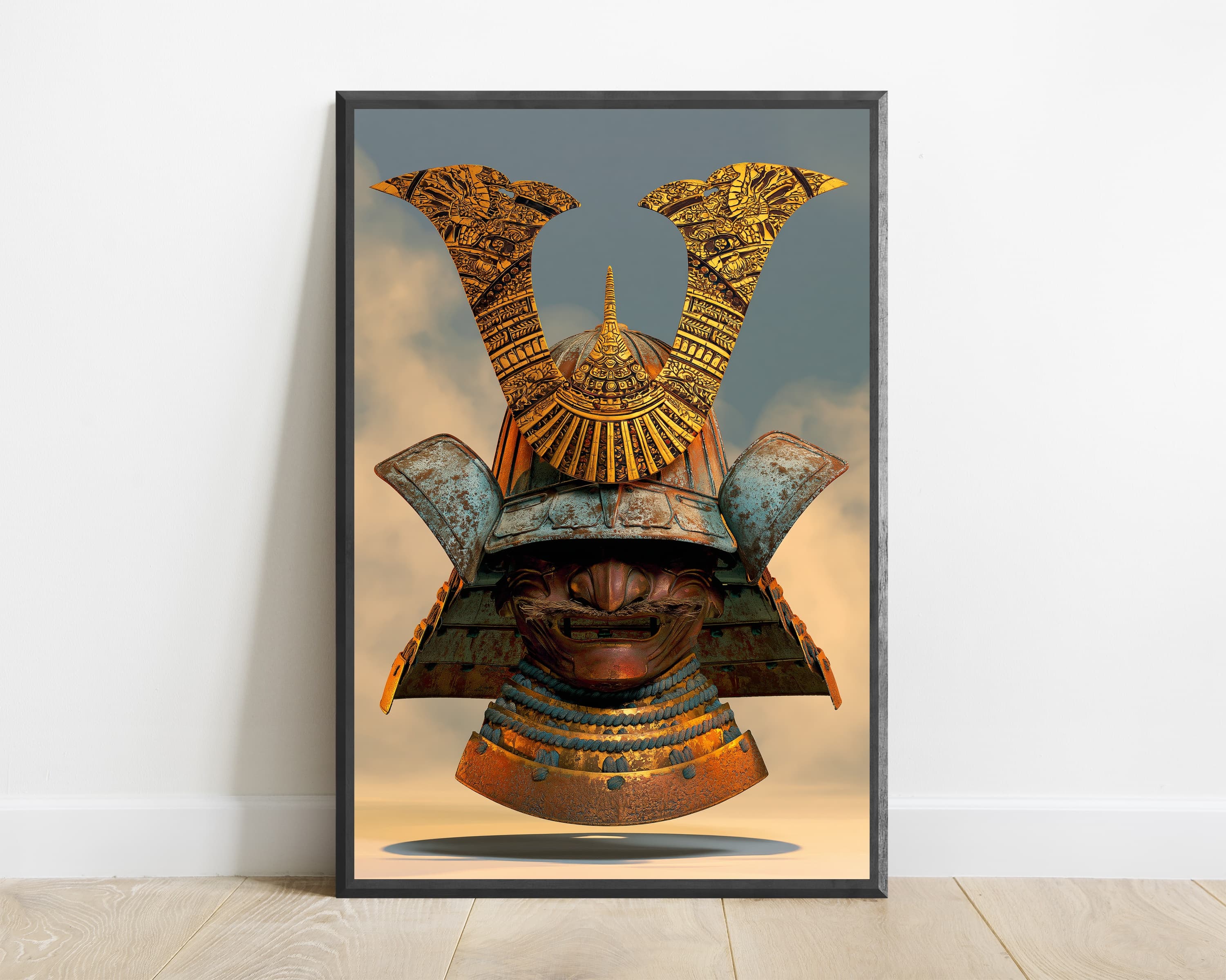Golden Samurai Kabuto Helmet Art Print — view 1