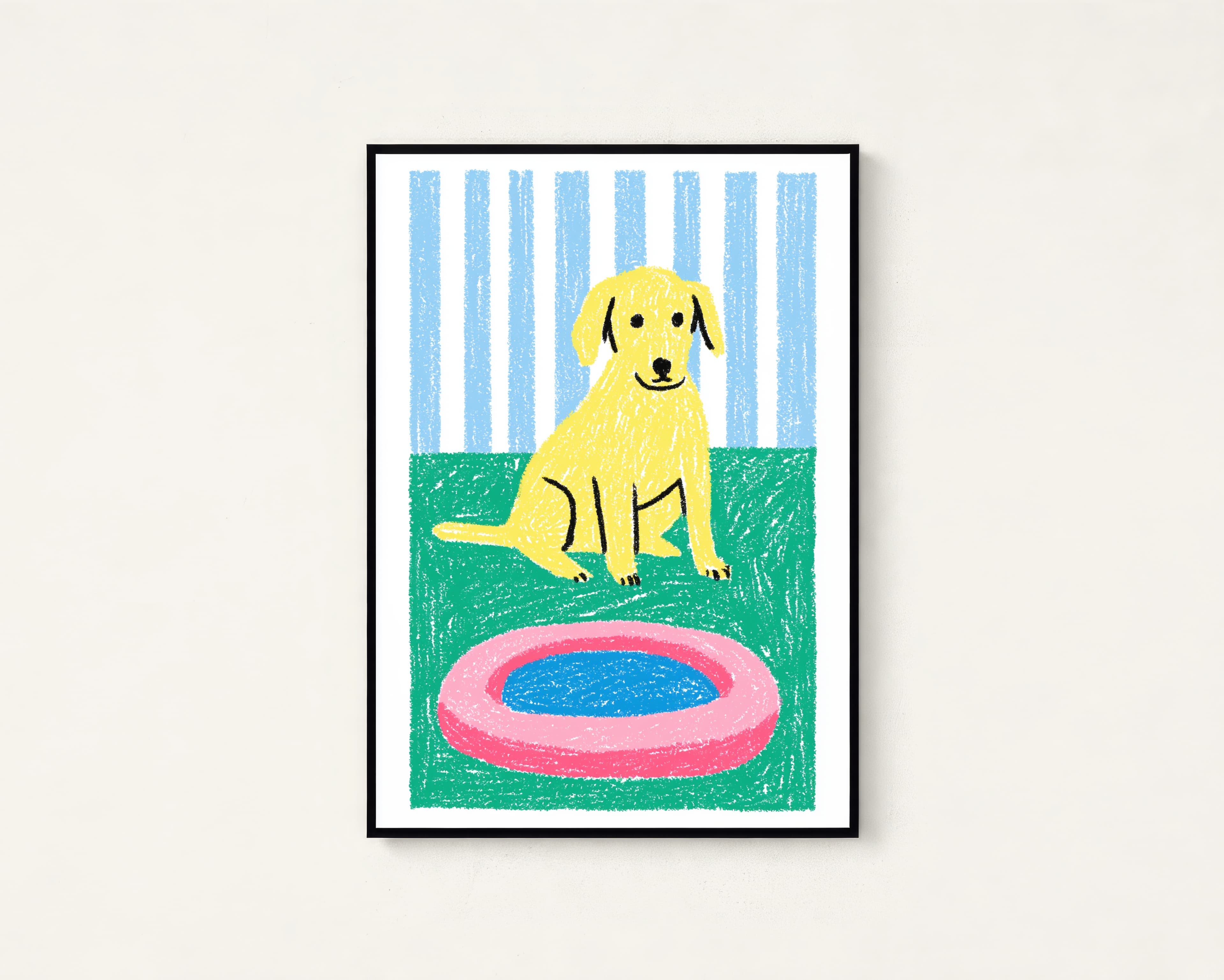 Happy Yellow Labrador Paddling Pool Pop Art Print
