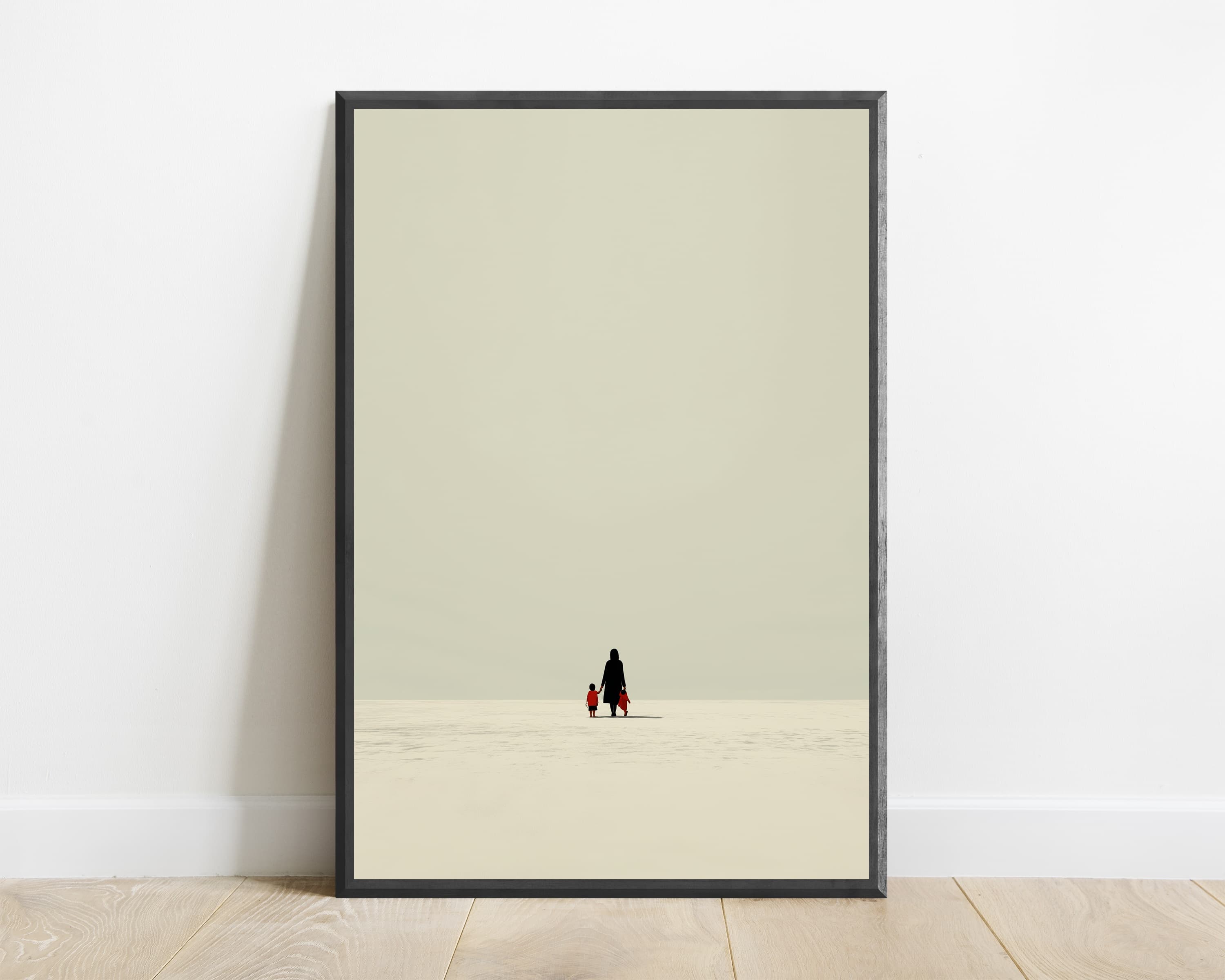 Mother and Children Minimalist Art Print — view 1