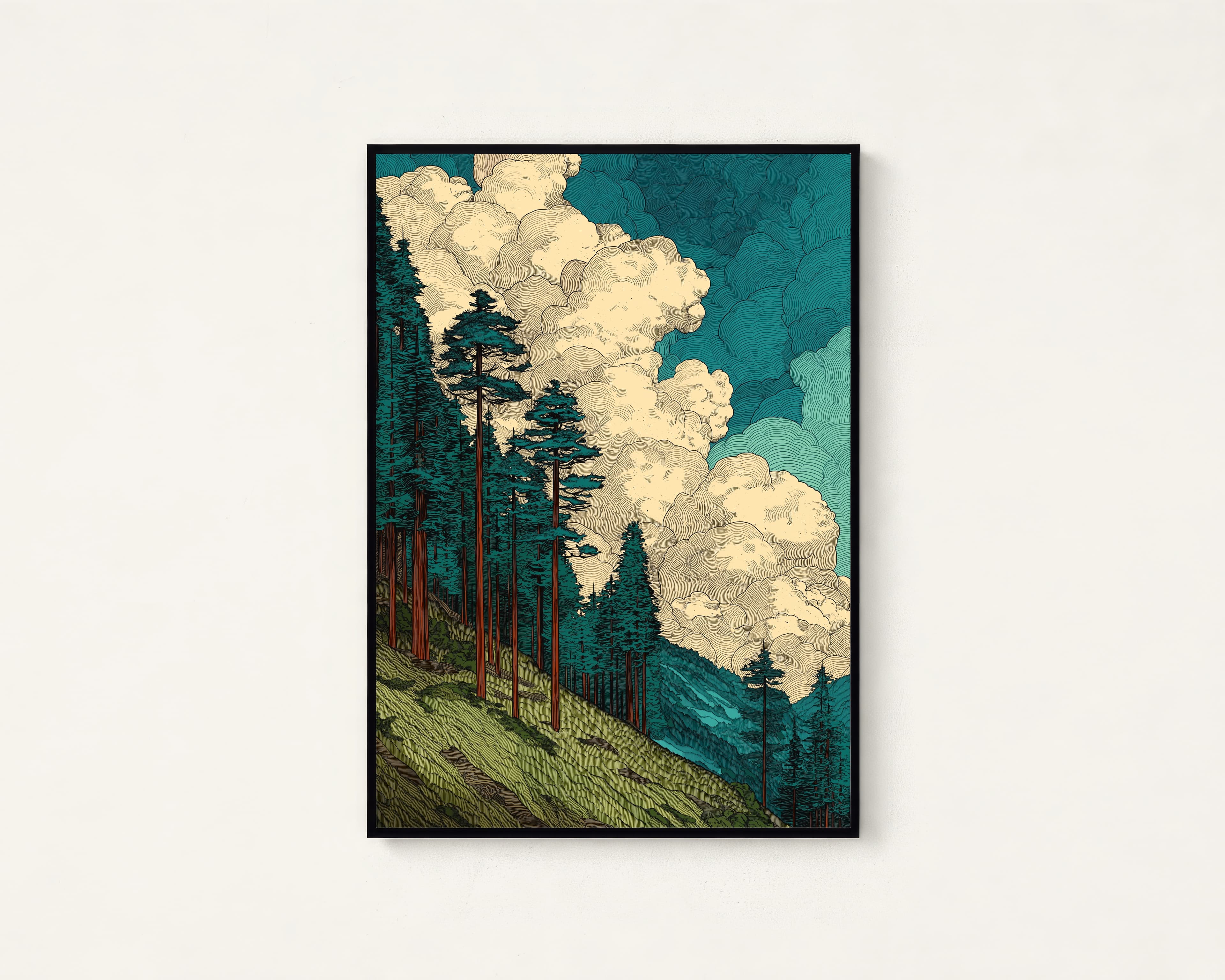 Mountain Forest Landscape Japanese Art Print