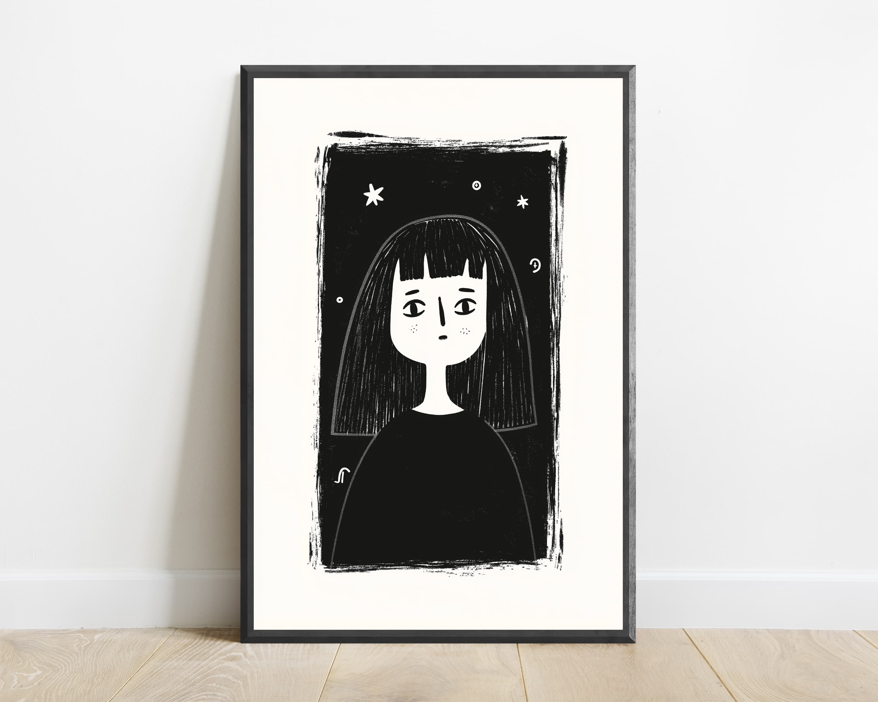 Mysterious Girl Long Black Hair — view 1