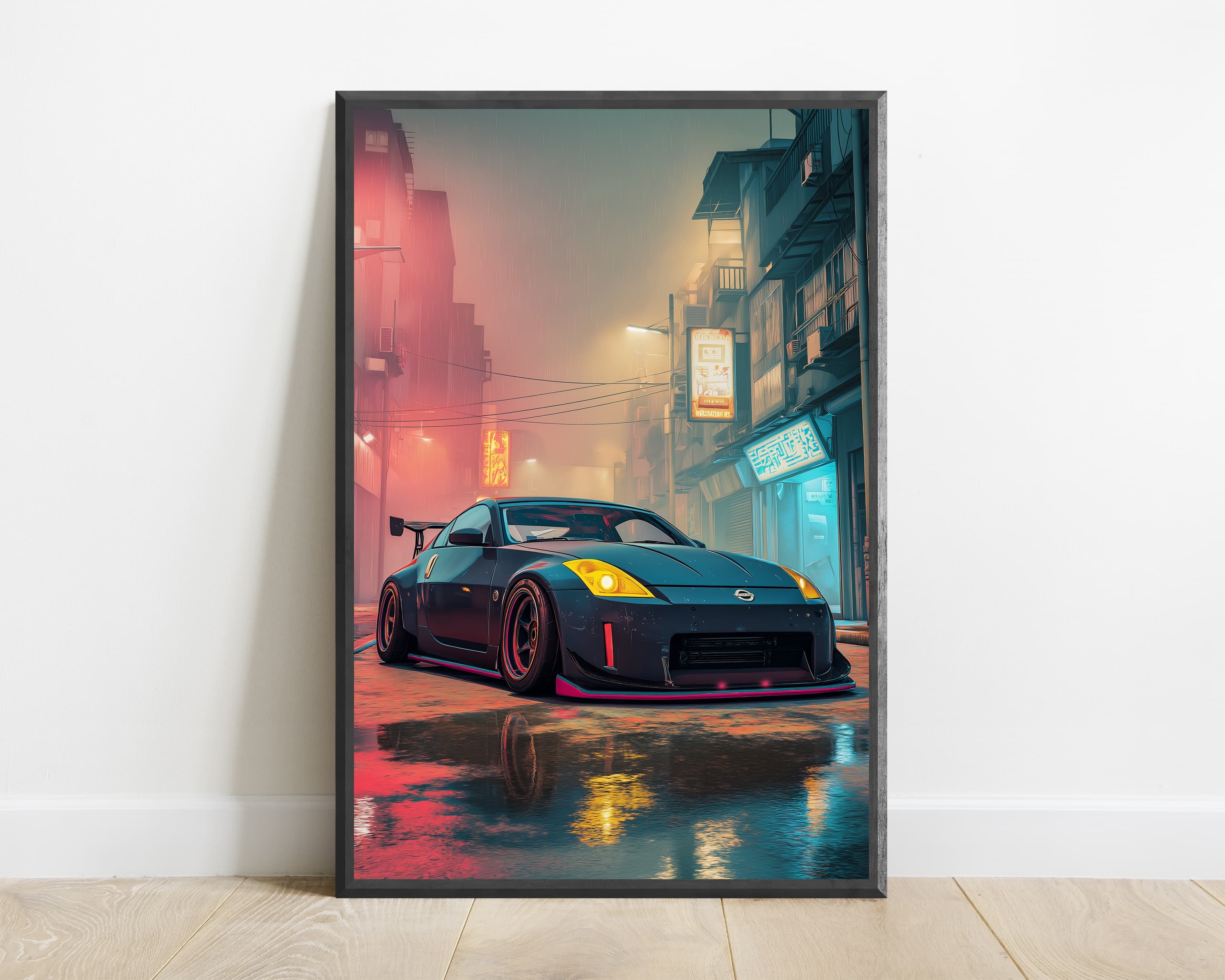 Neon Nissan Z Cyberpunk City Print — view 1