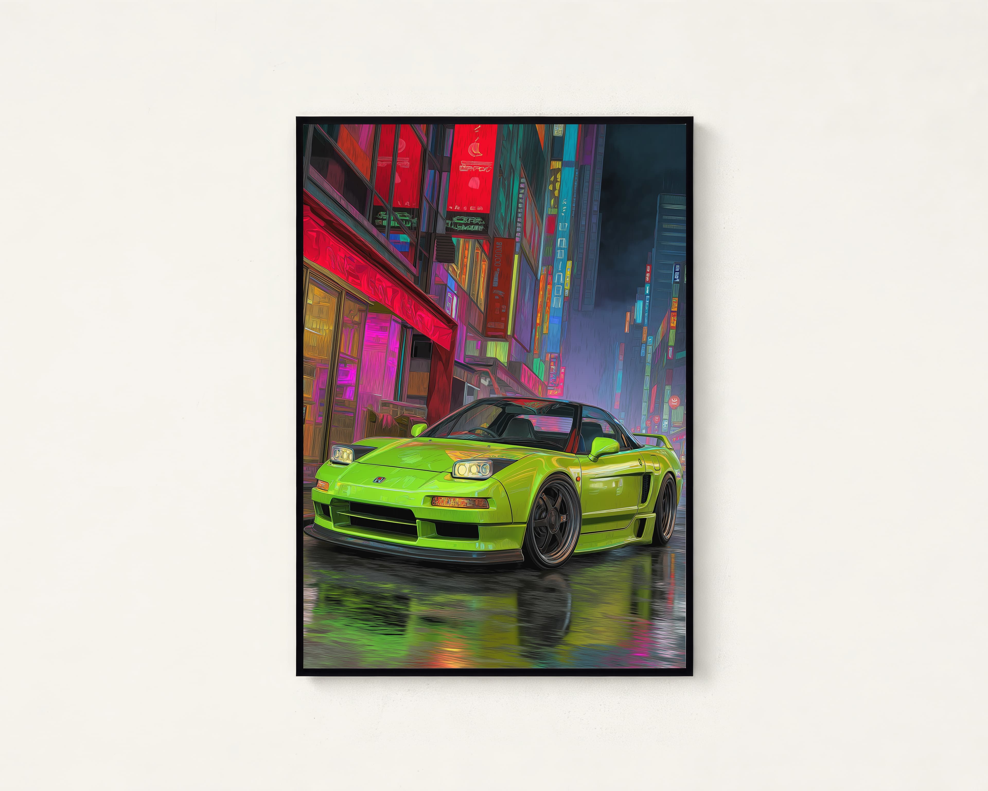 Neon Sports Car Cyberpunk Art Print