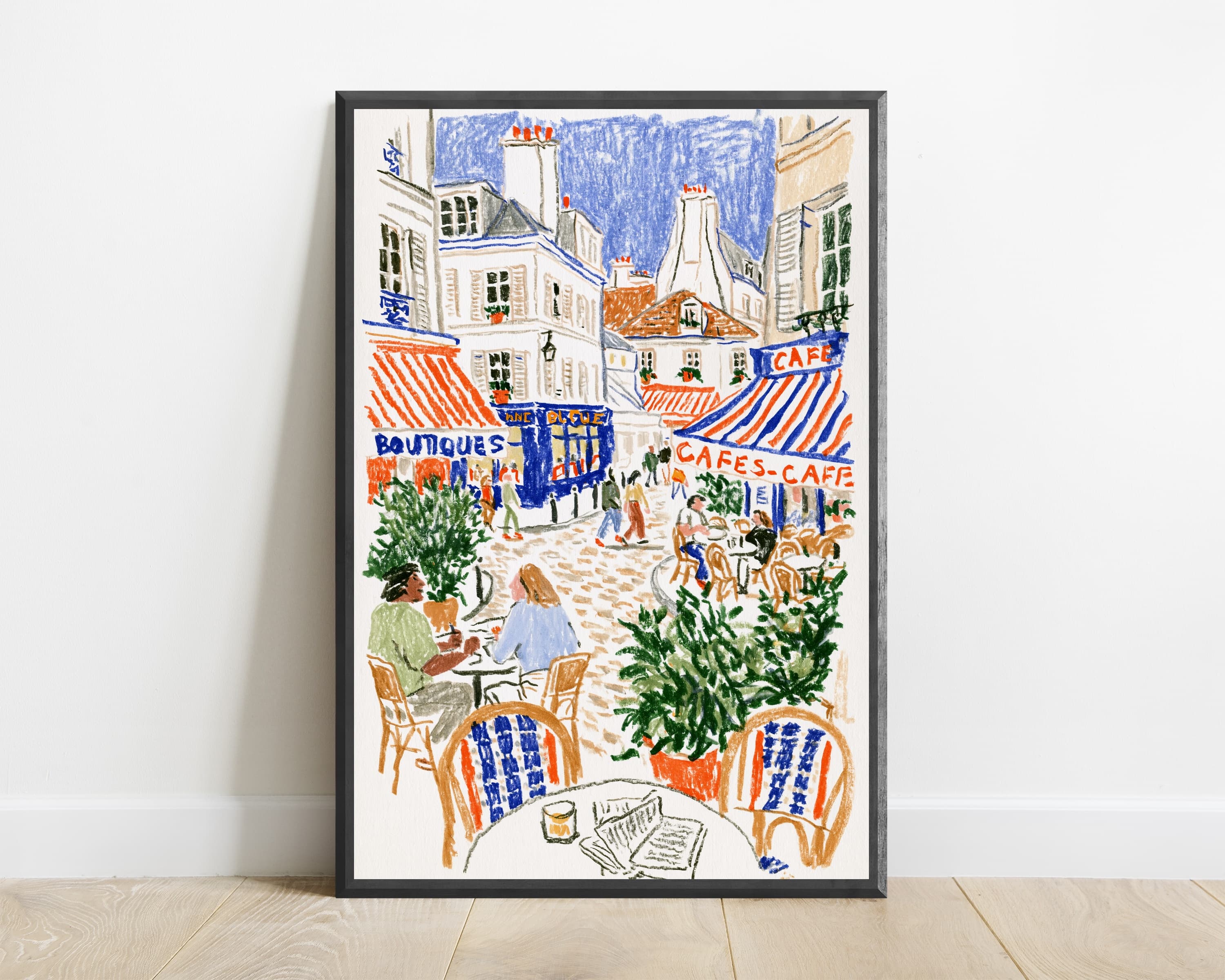 Parisian Café Square Scene Wall Art — view 1