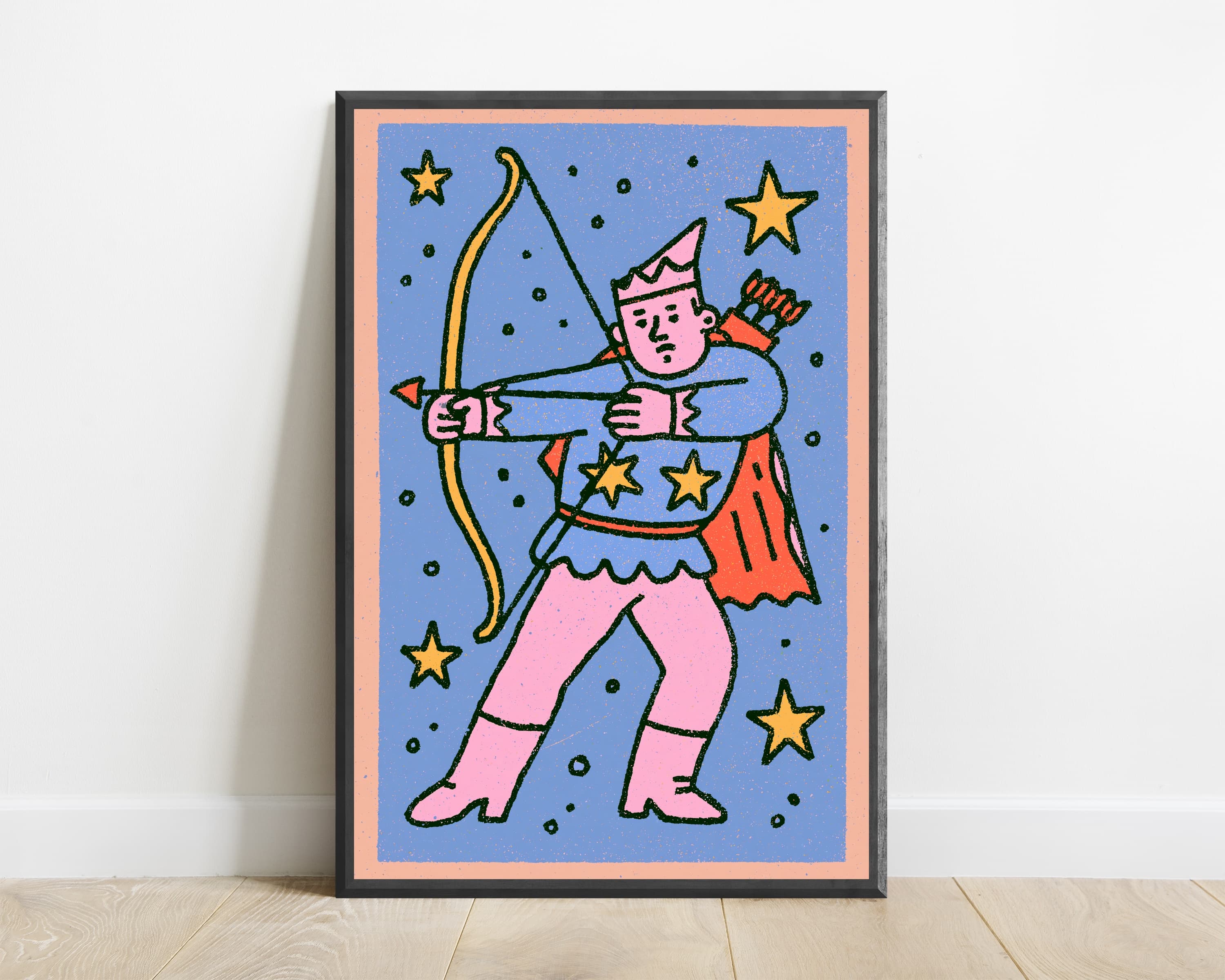 Pink Wizard Archer Pop Art Print — view 1