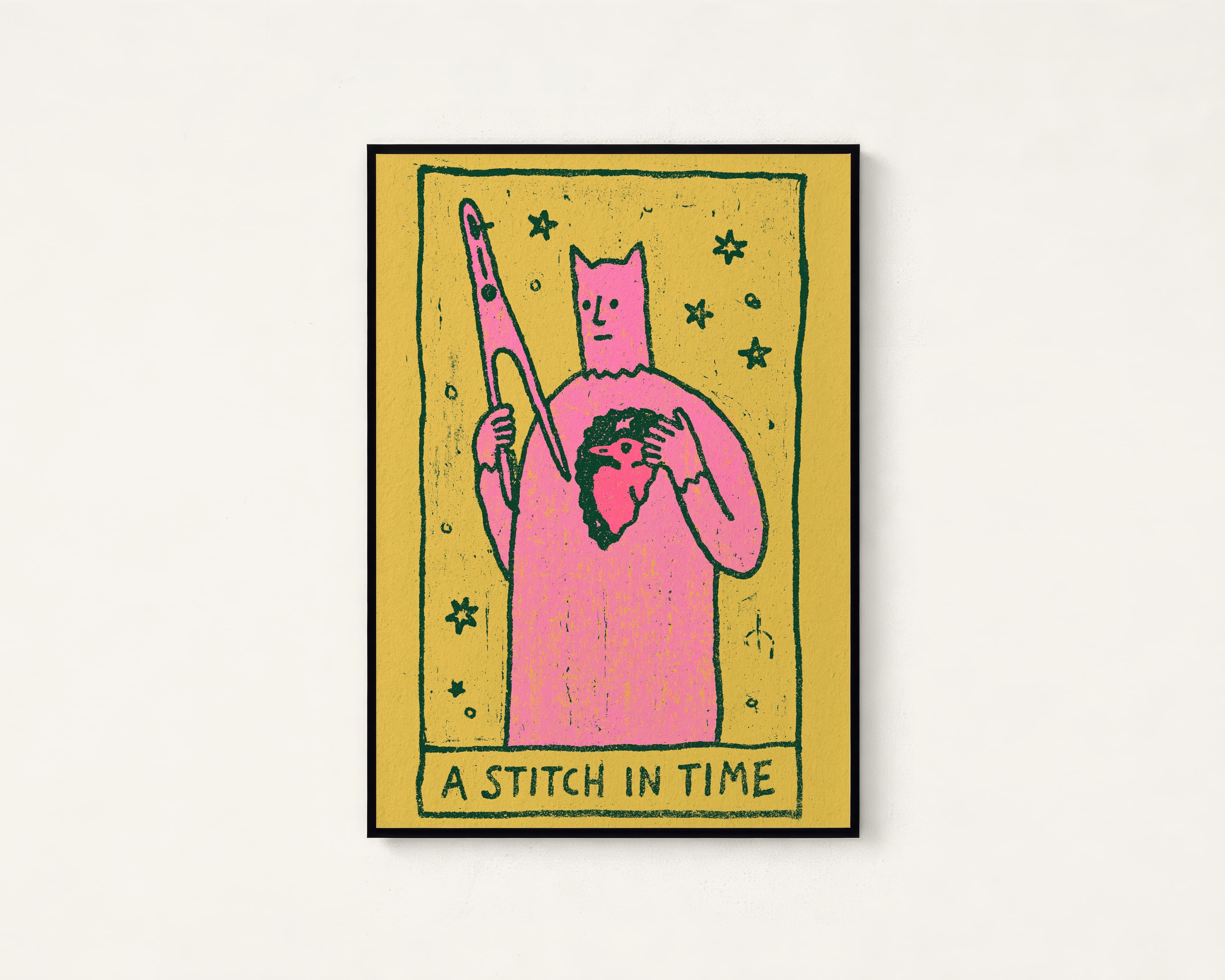 Pink Cat Wizard Tarot Print — view 1