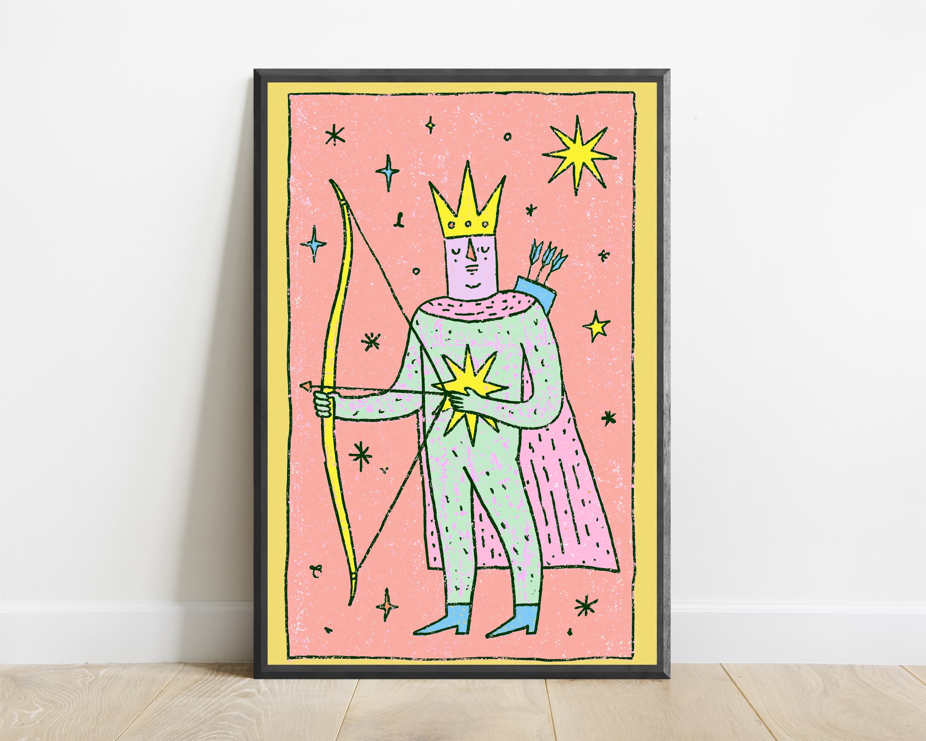 Pink Wizard with Bow and Arrow Pop Art Print — view 1