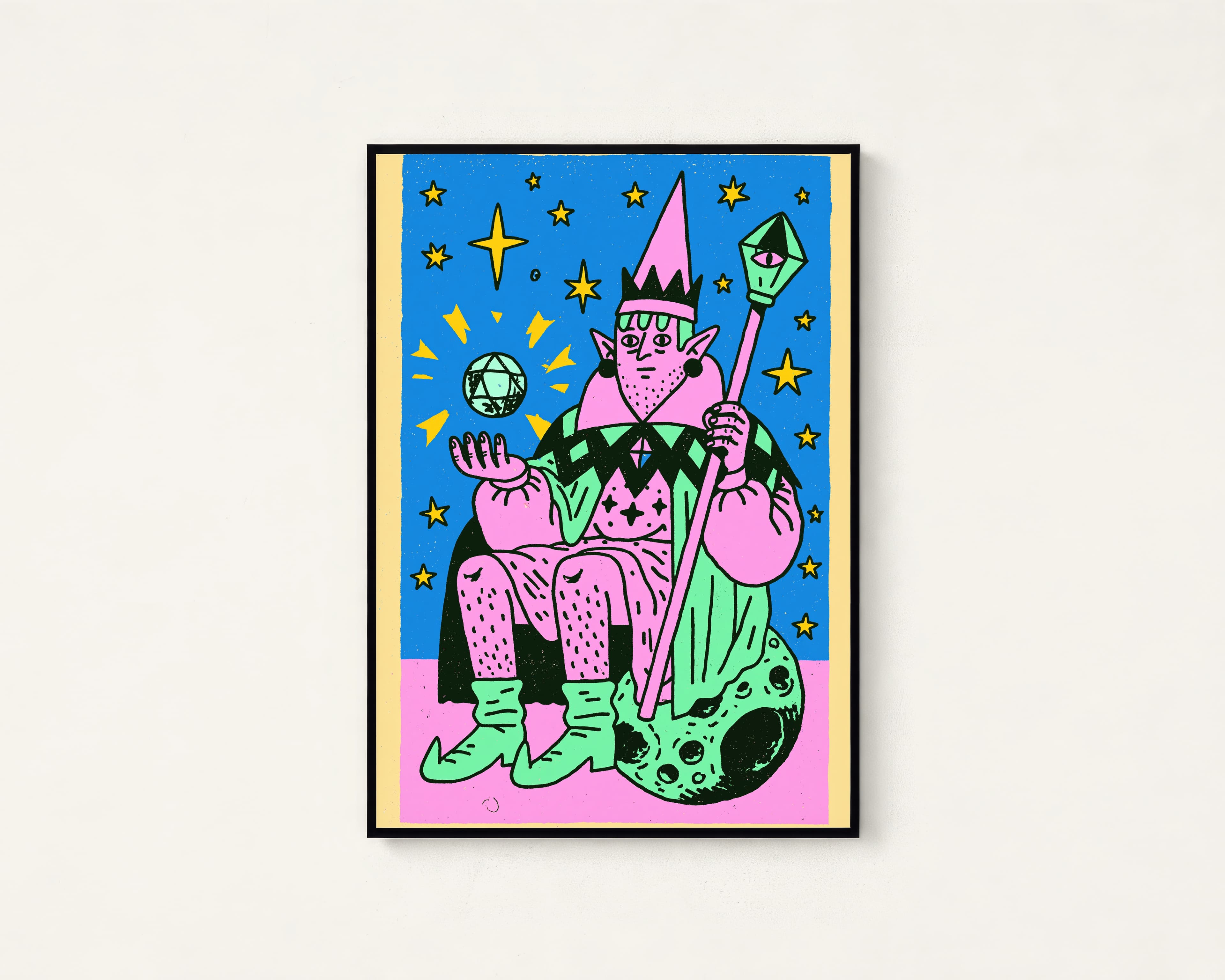 Pink Wizard with Magic Wand Pop Art Print
