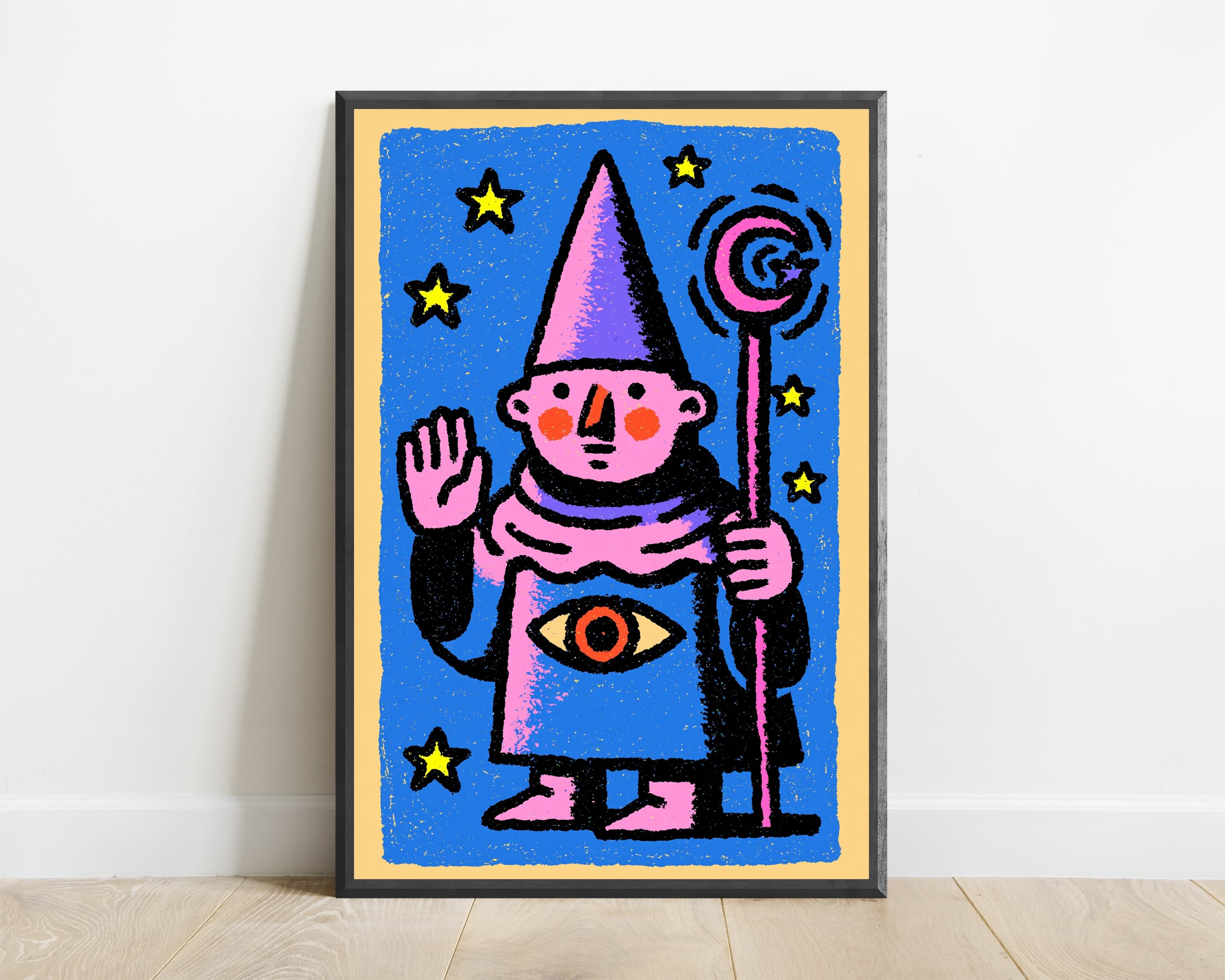 Pink Wizard with Magic Wand Pop Art Print — view 1