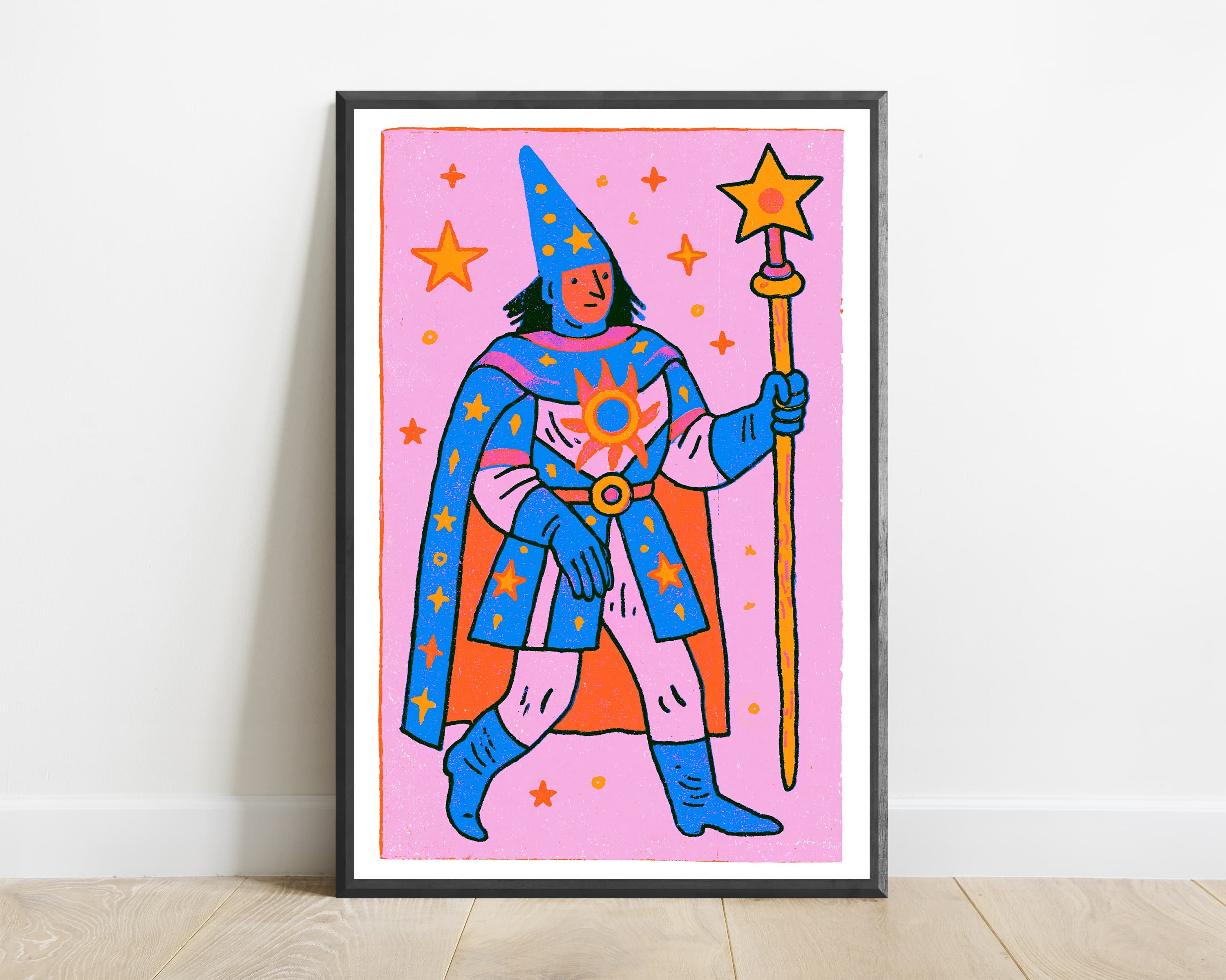 Pink Wizard with Magic Wand Pop Art Print — view 1