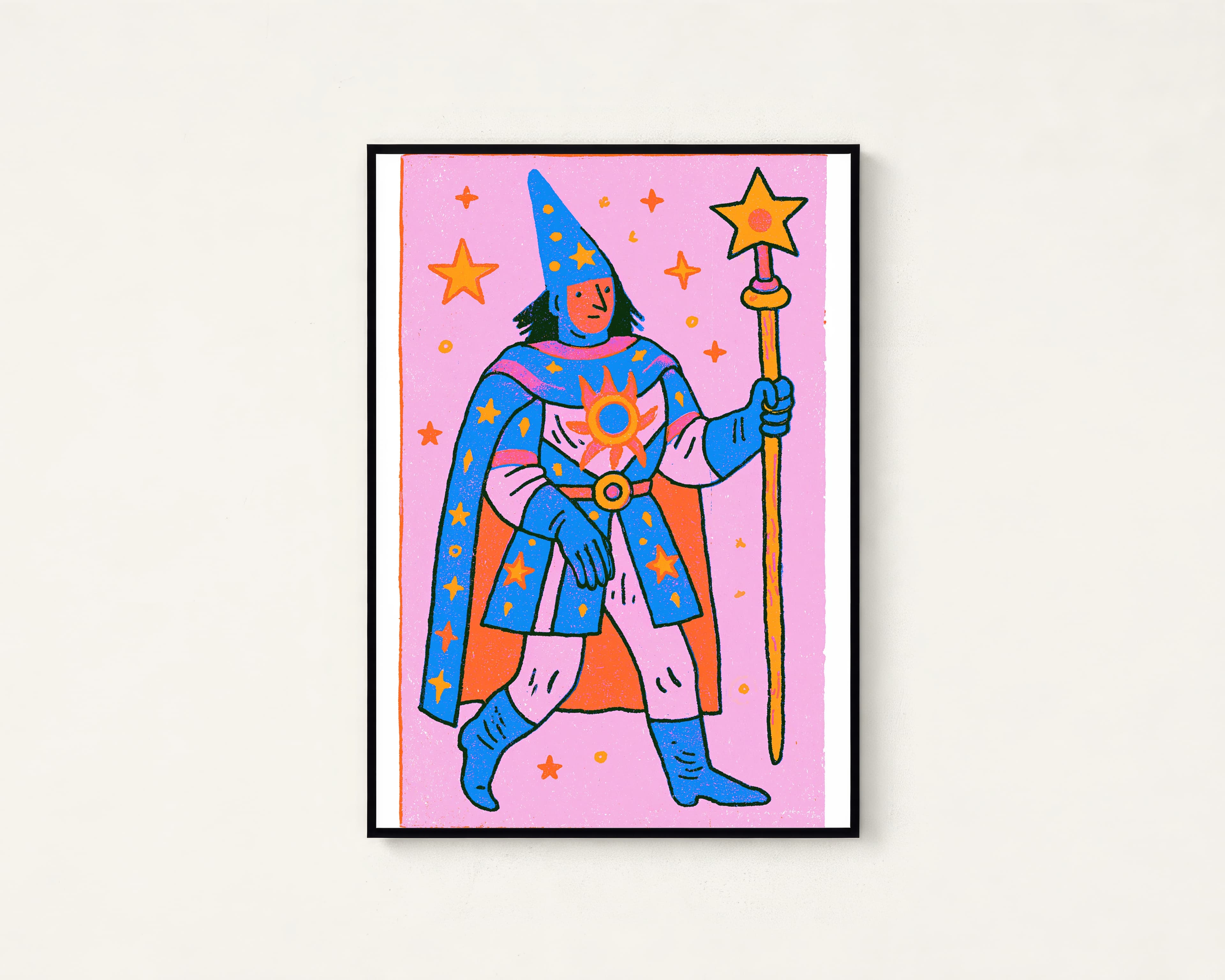 Pink Wizard Star Wand Pop Art Print — view 1