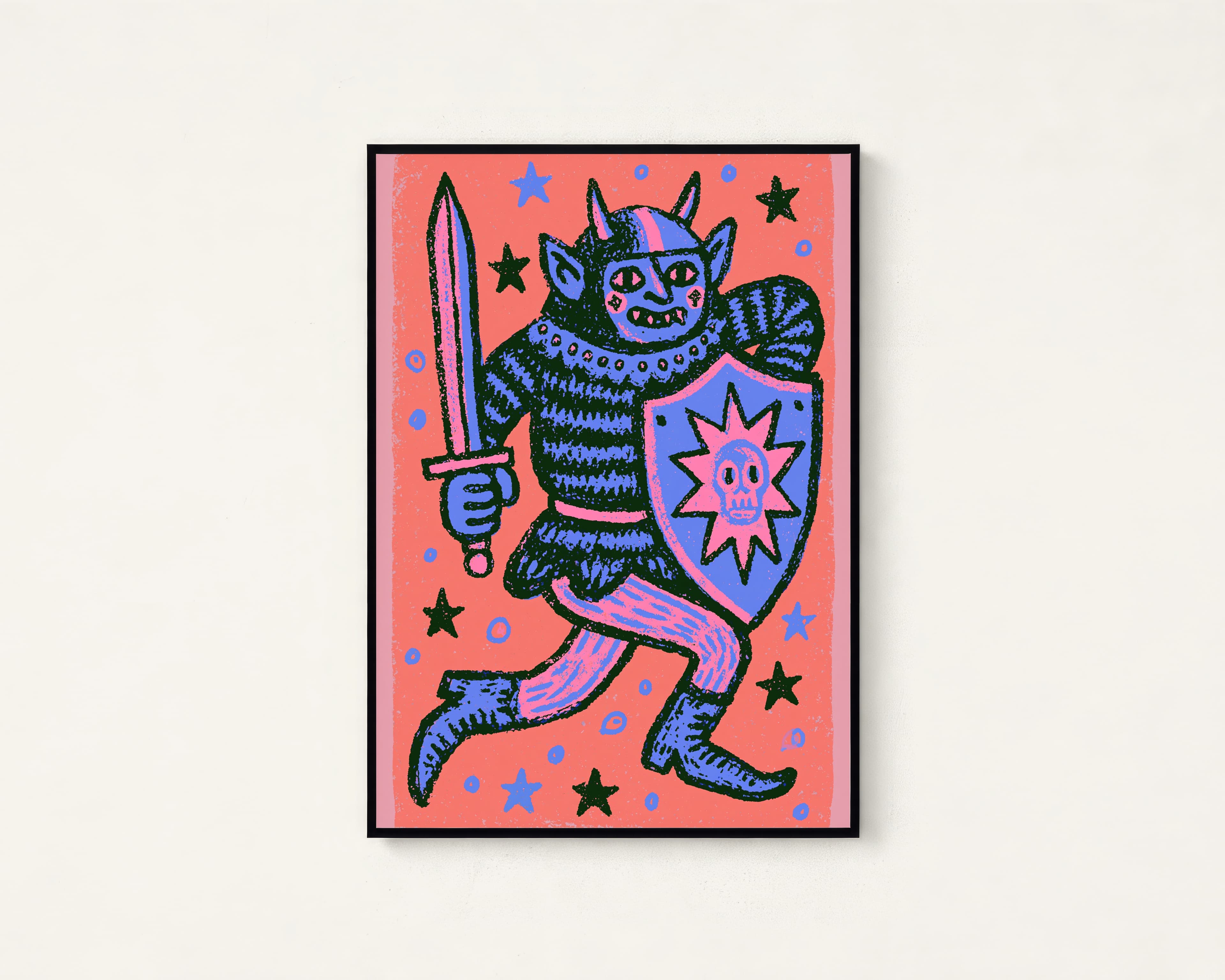 Psychedelic Demon Warrior Pop Art Print