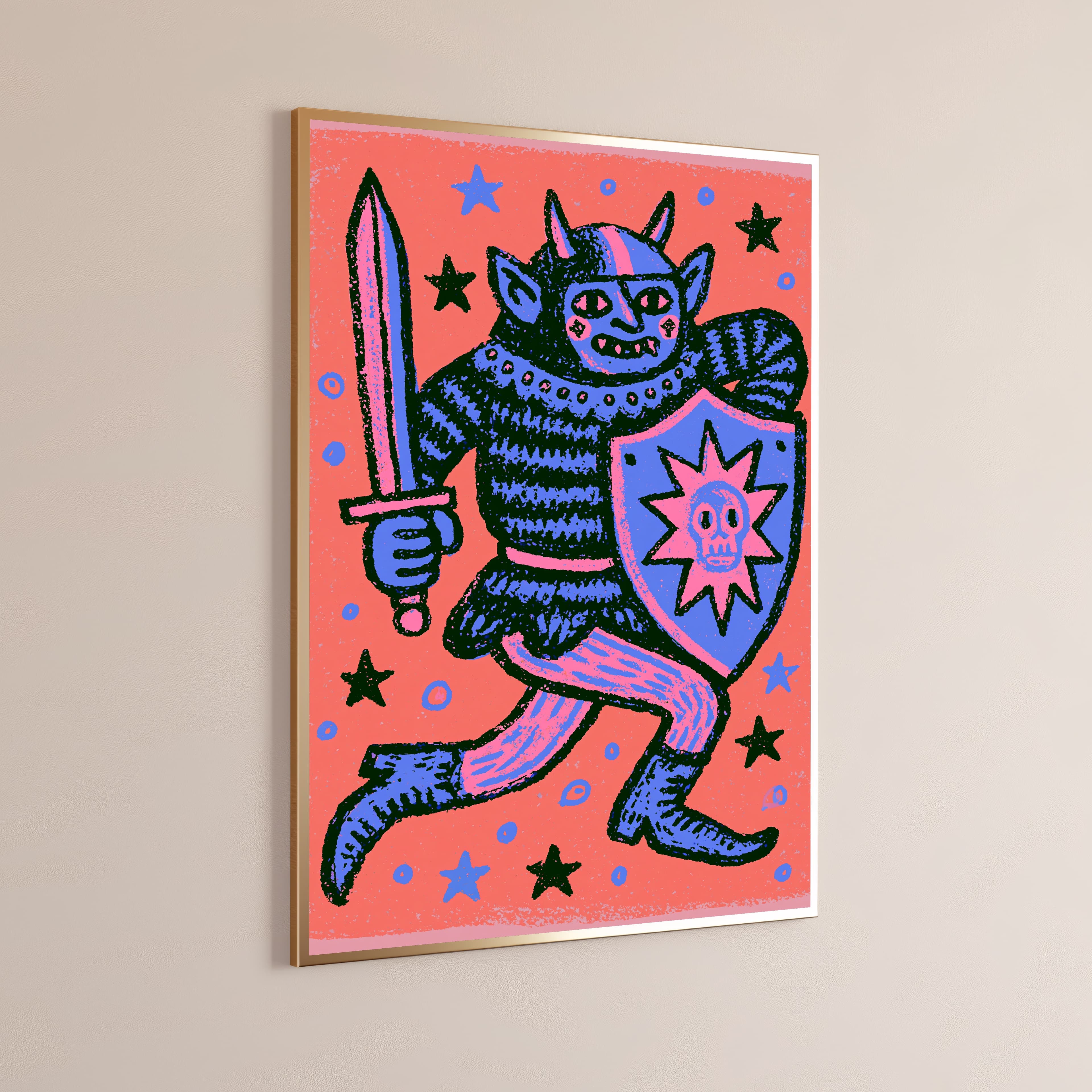 Psychedelic Demon Warrior Pop Art Print