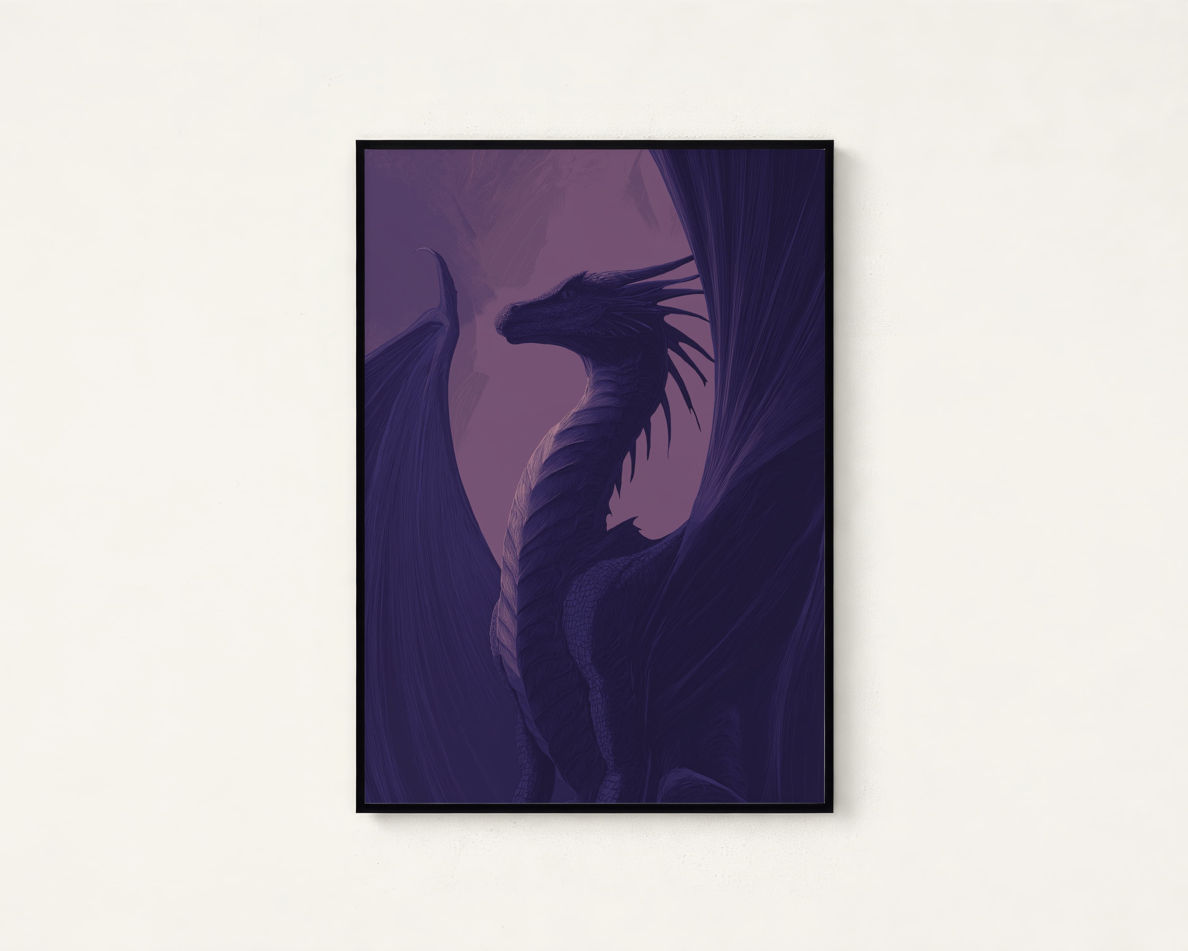 Purple Dragon Silhouette Art Print
