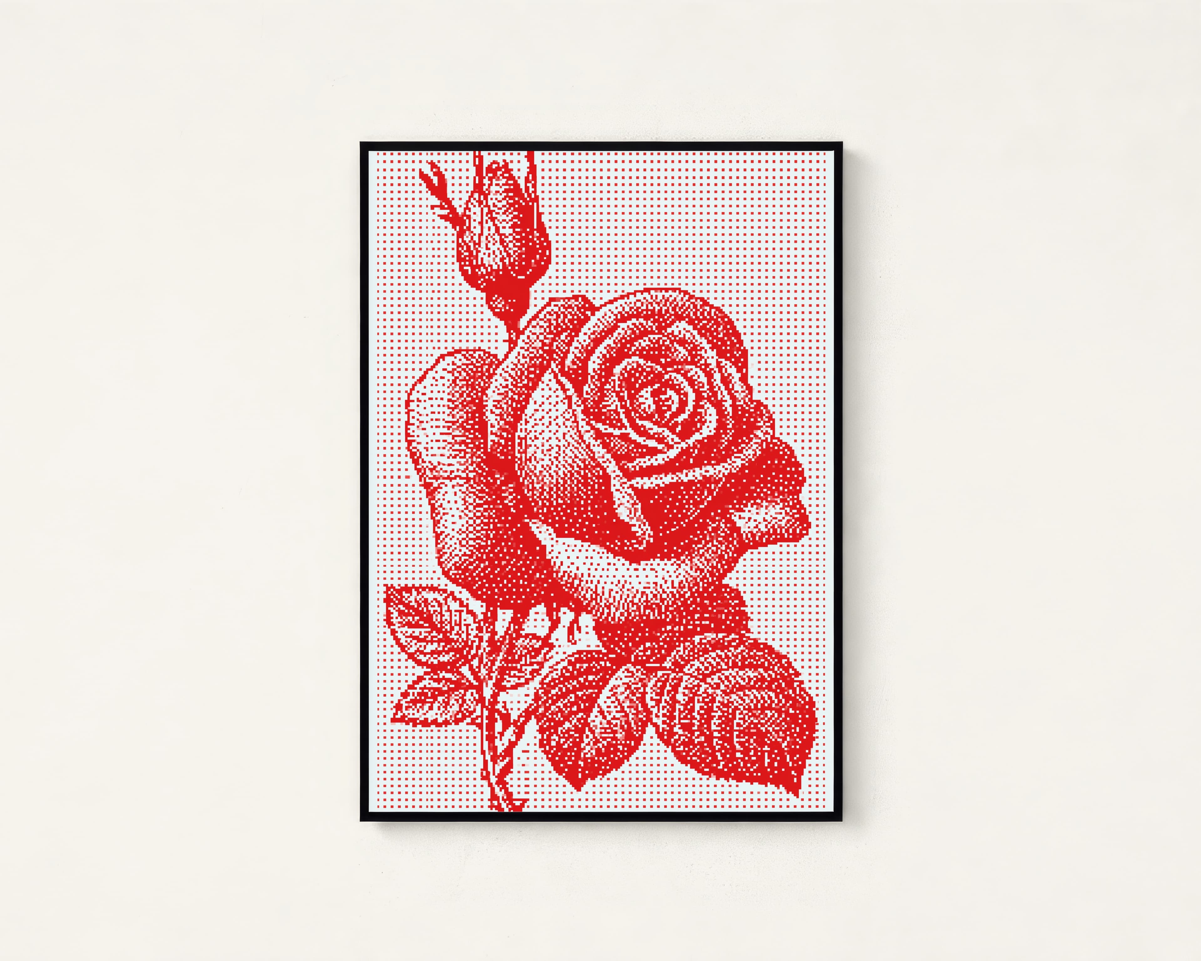 Red Rose Pixel Art Print