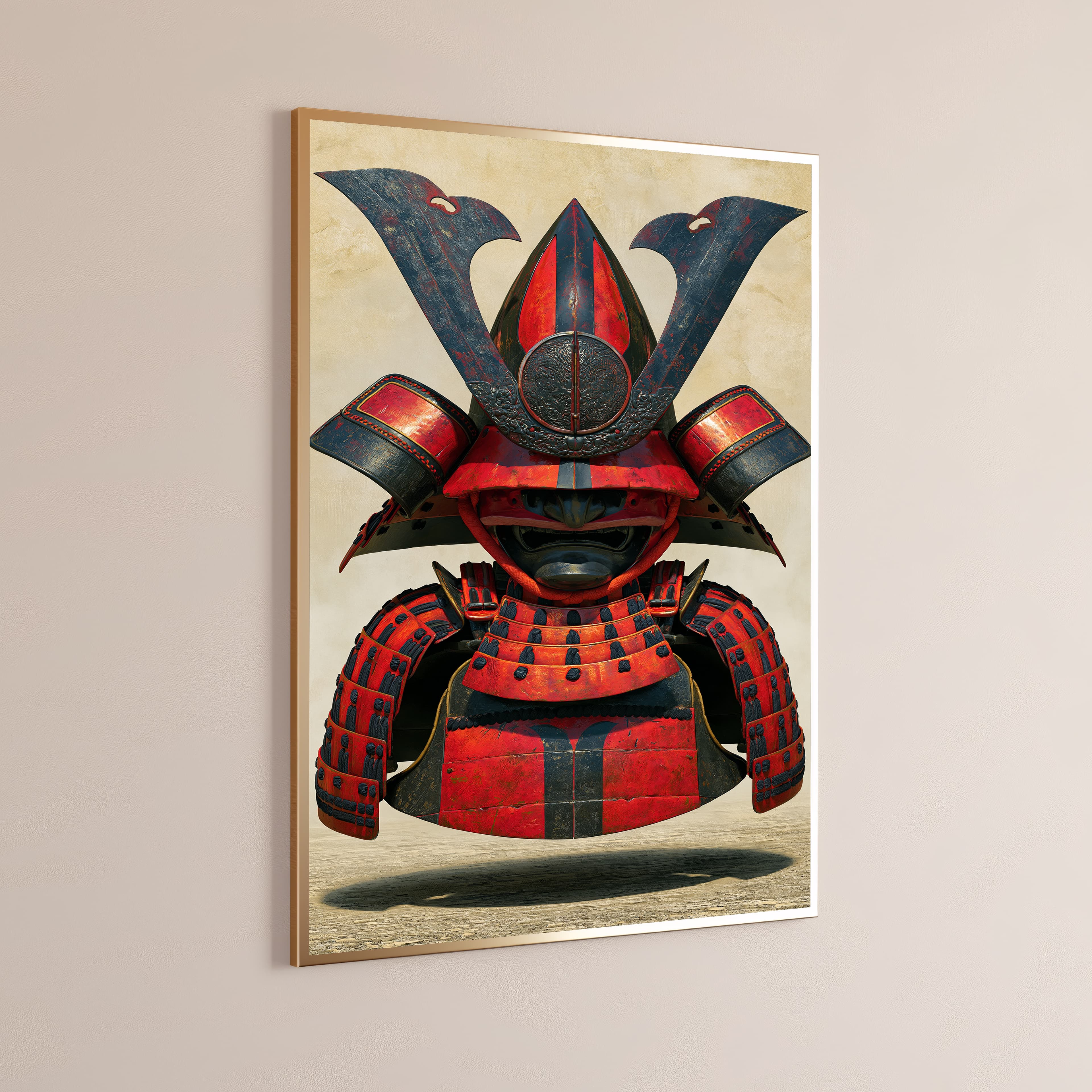 Red Samurai Kabuto Helmet Art Print