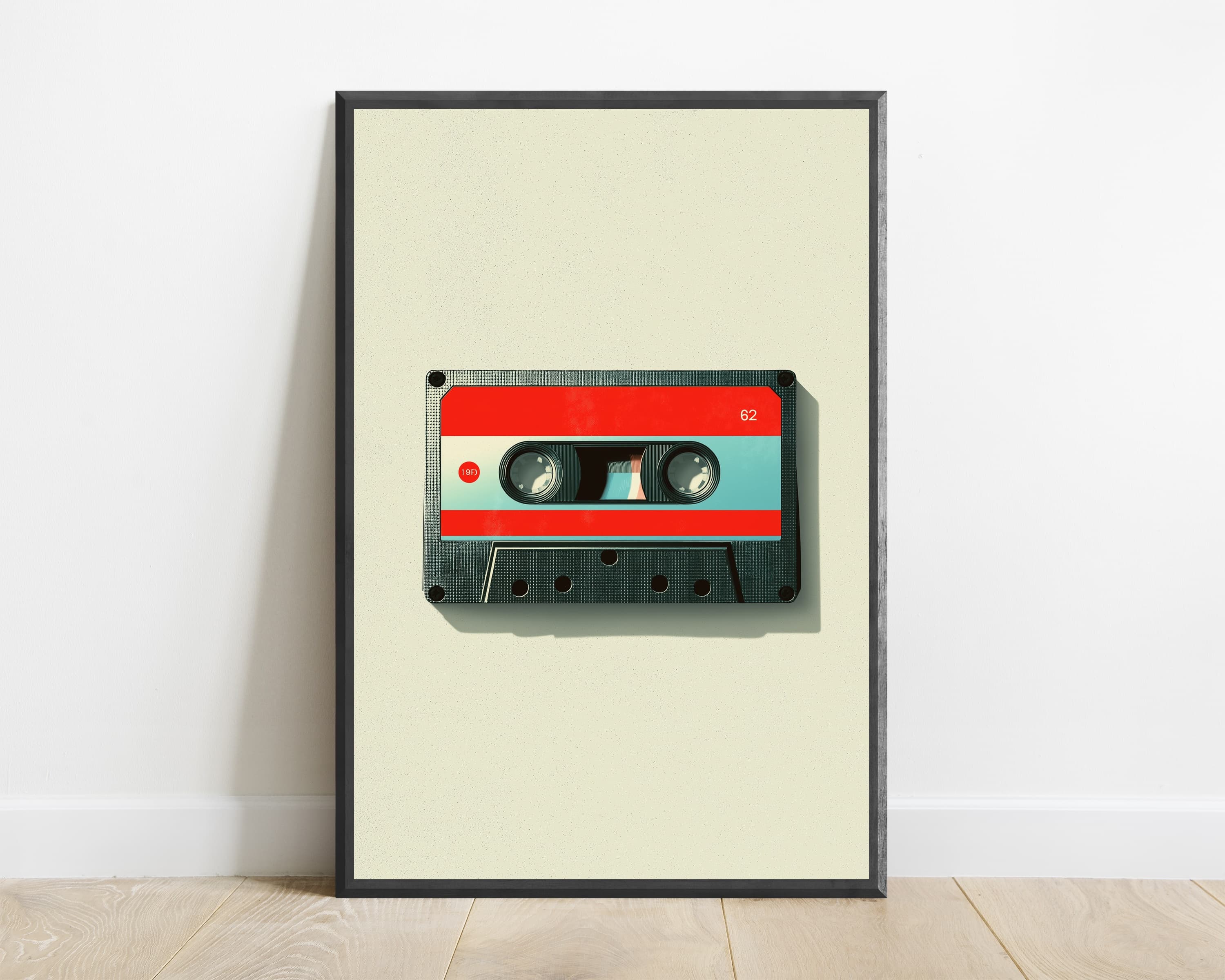 Retro Cassette Tape Red Wall Art Print — view 1
